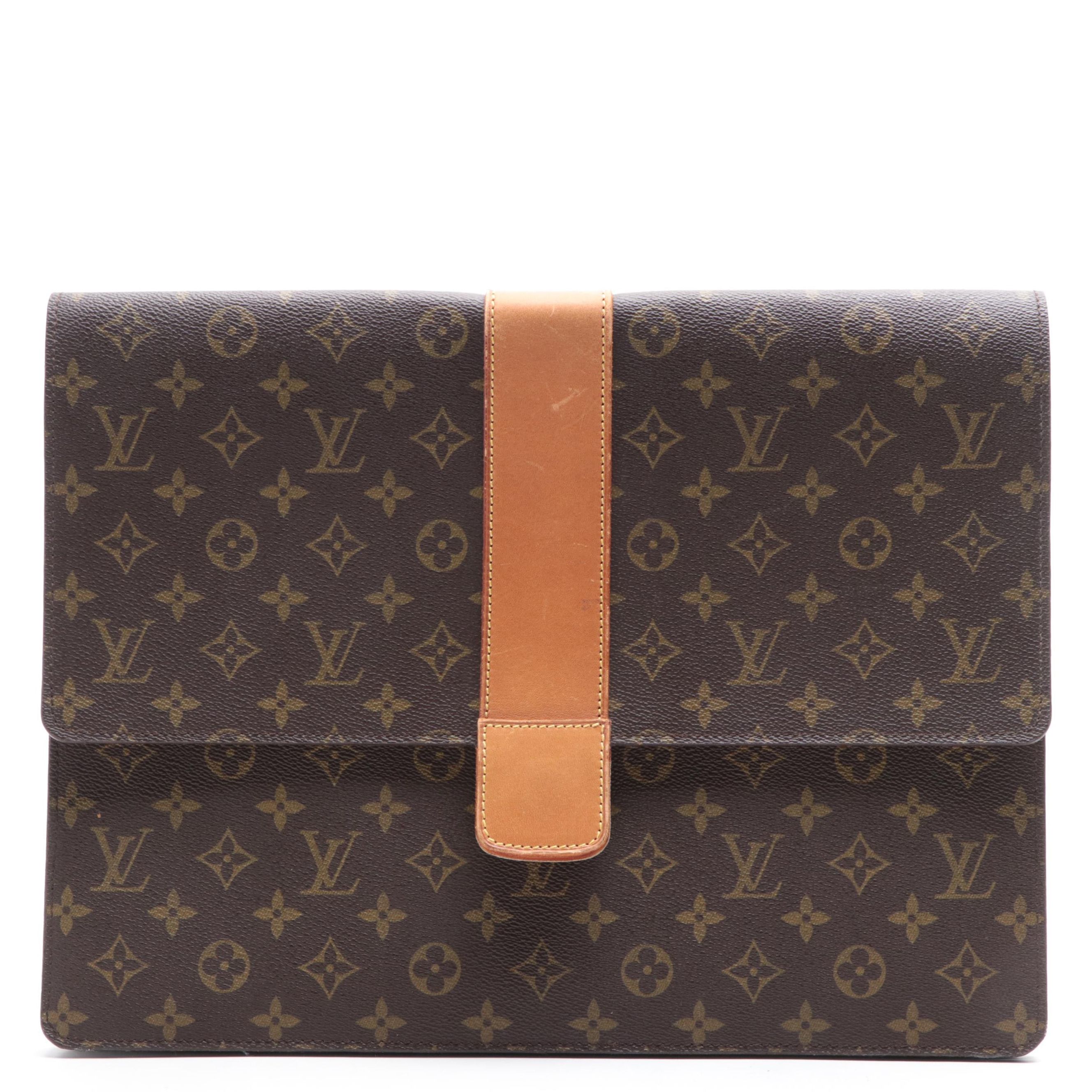 Louis Vuitton Lena Portfolio Clutch in Monogram Canvas and Vachetta Leather