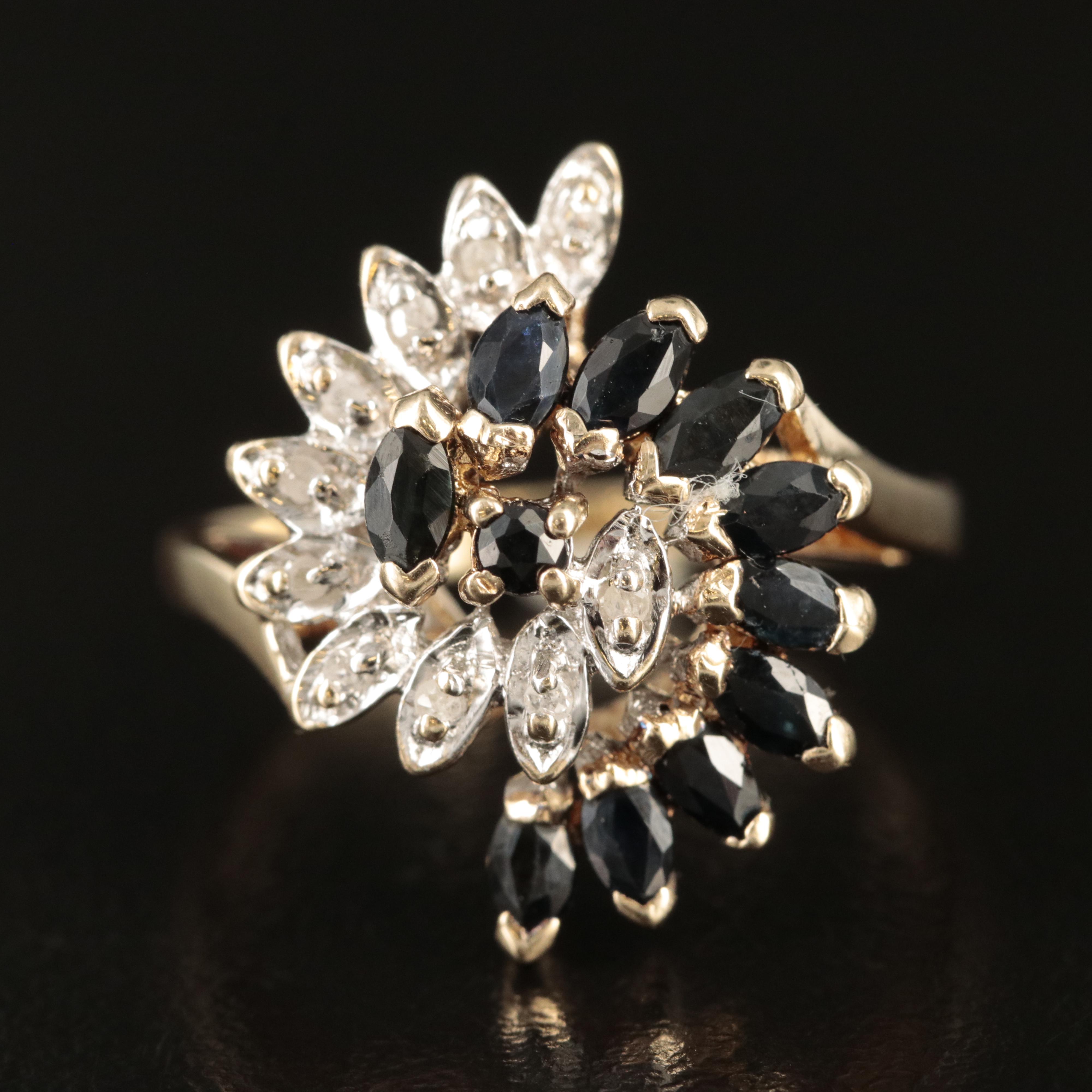 10K Sapphire and Diamond Ring