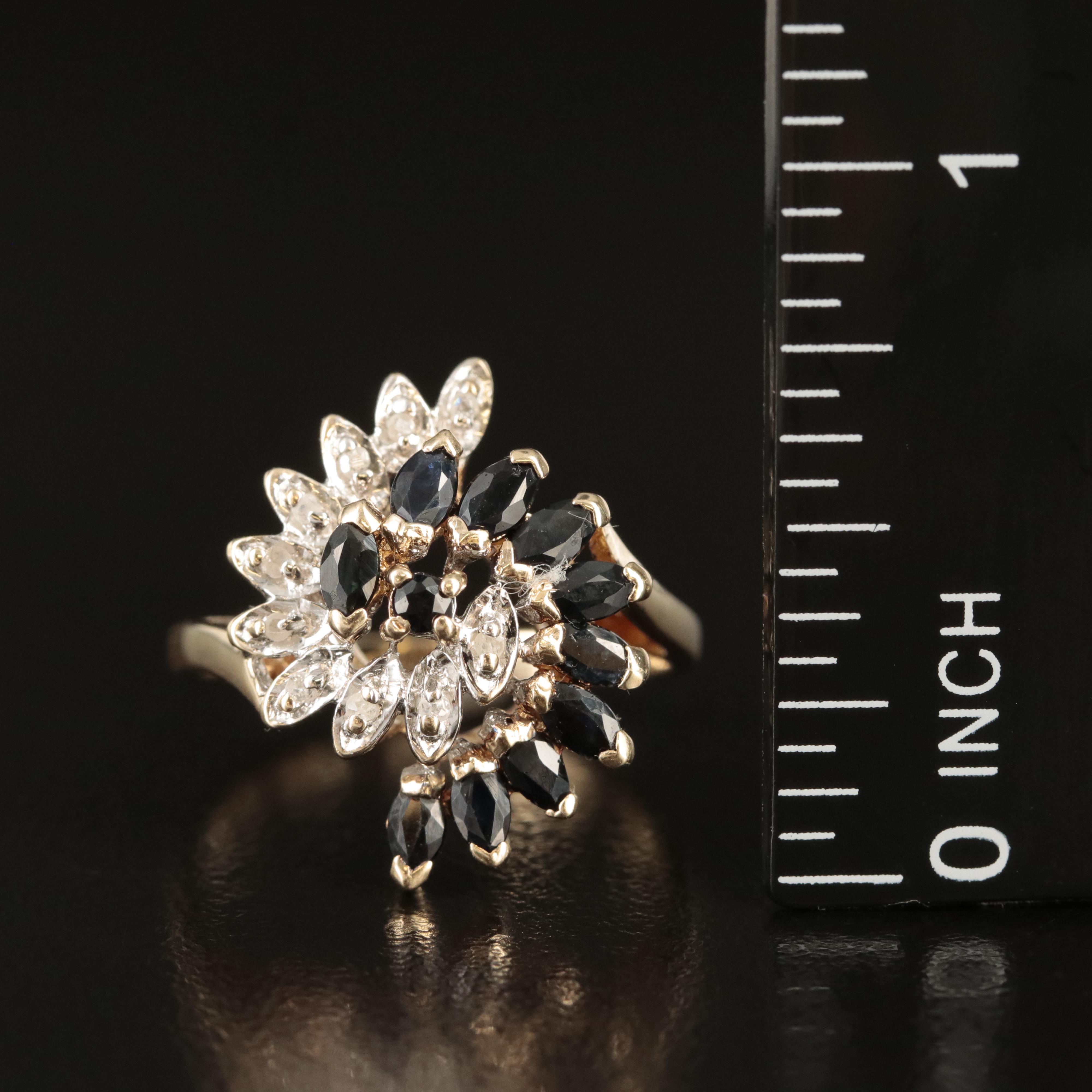 10K Sapphire and Diamond Ring