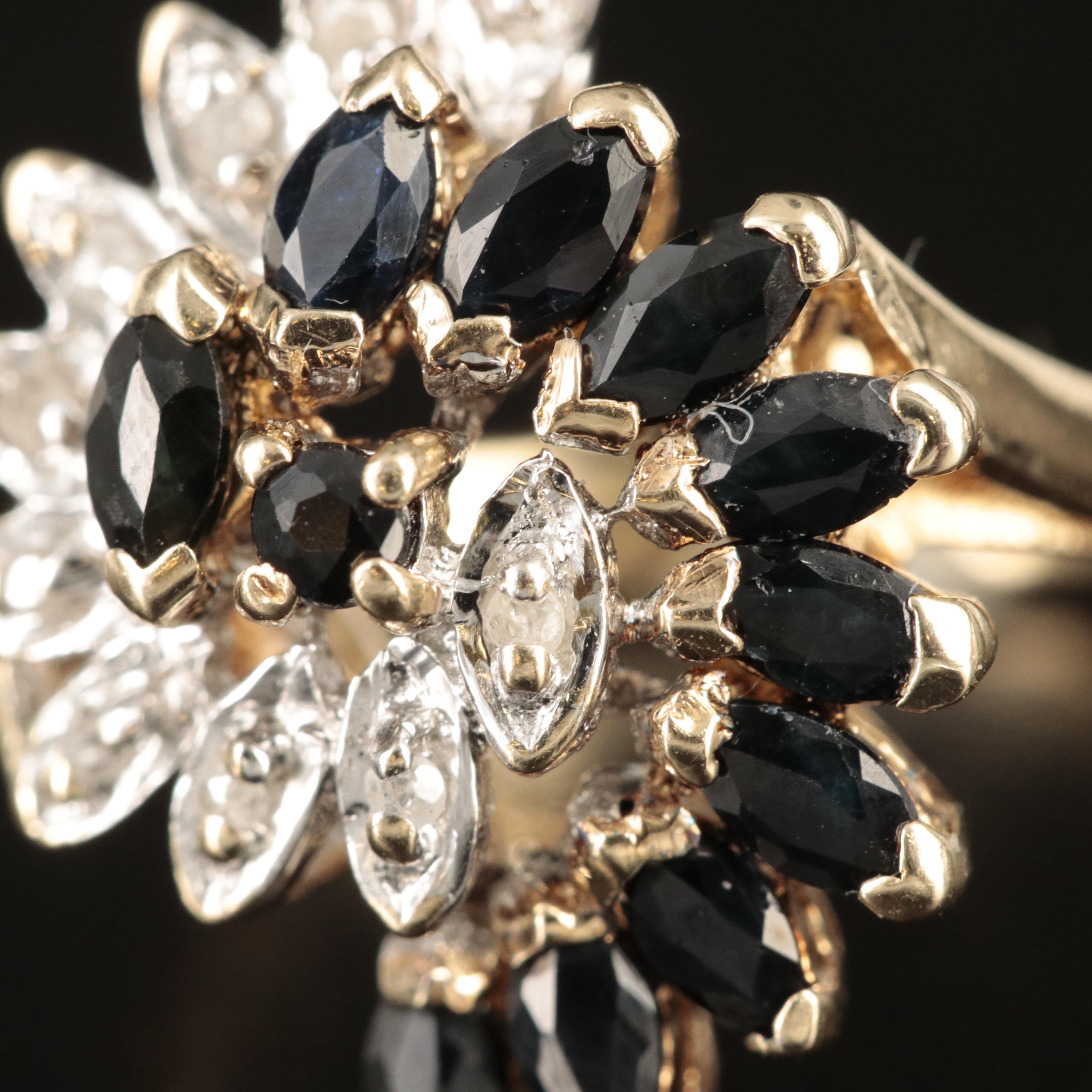 10K Sapphire and Diamond Ring