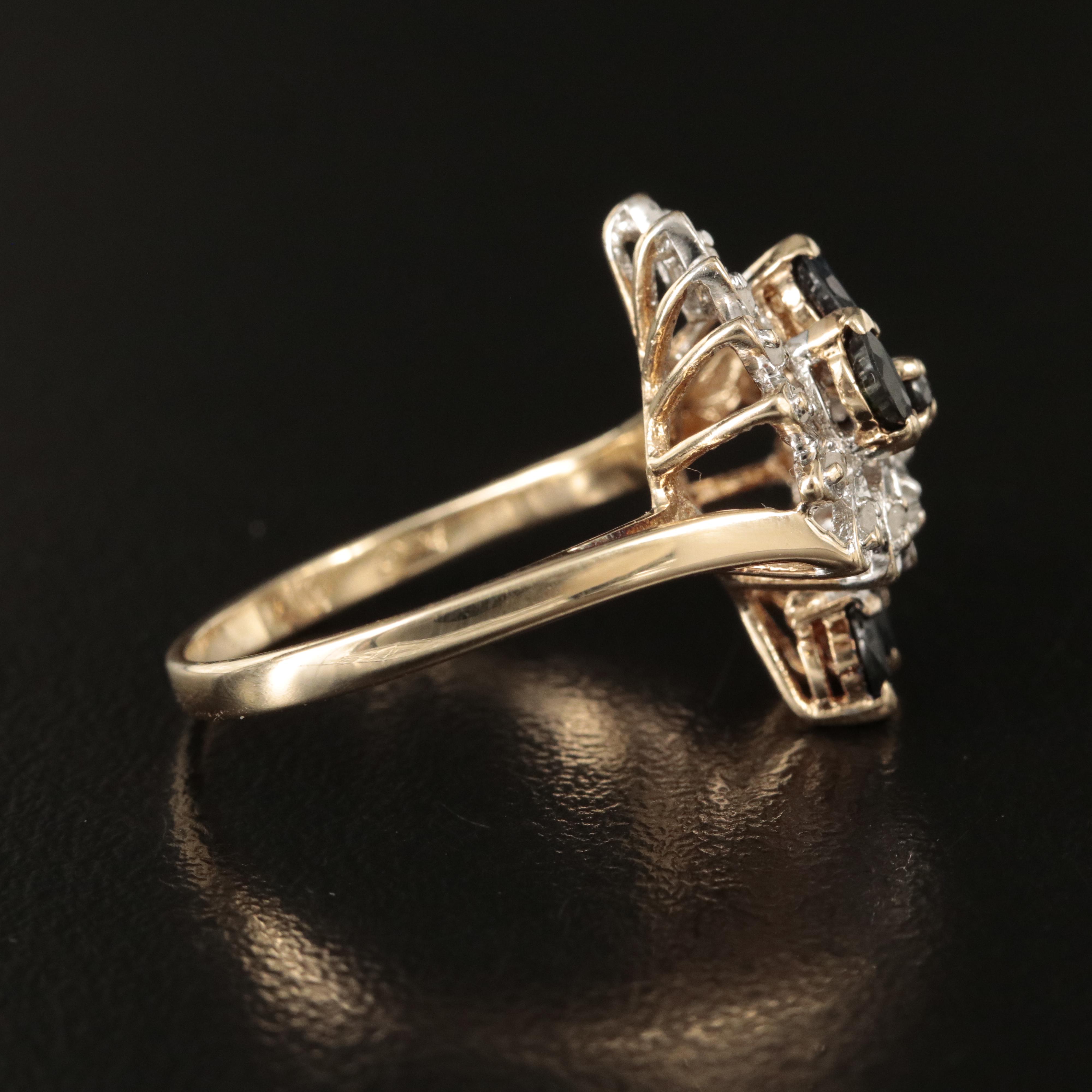 10K Sapphire and Diamond Ring