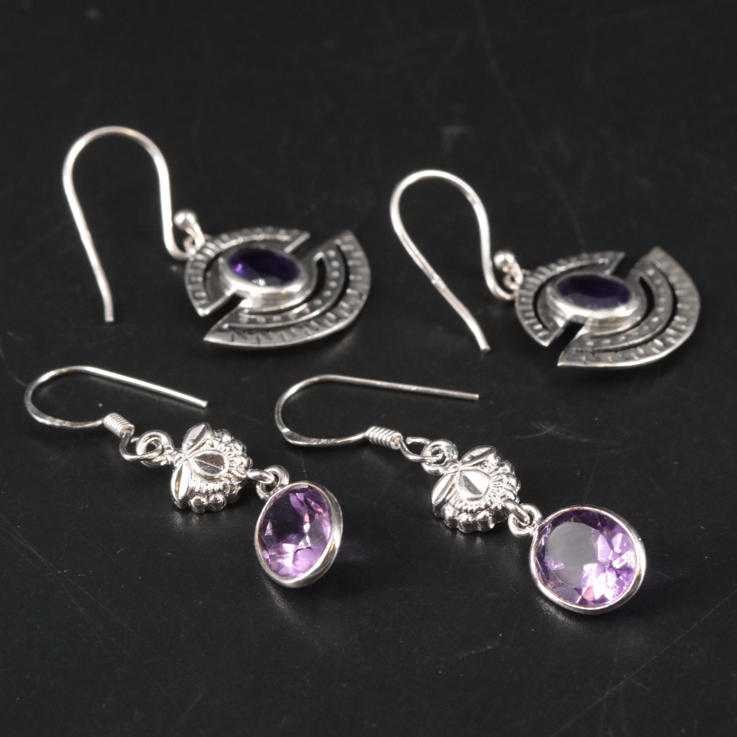 Sterling Amethyst Dangle Earrings