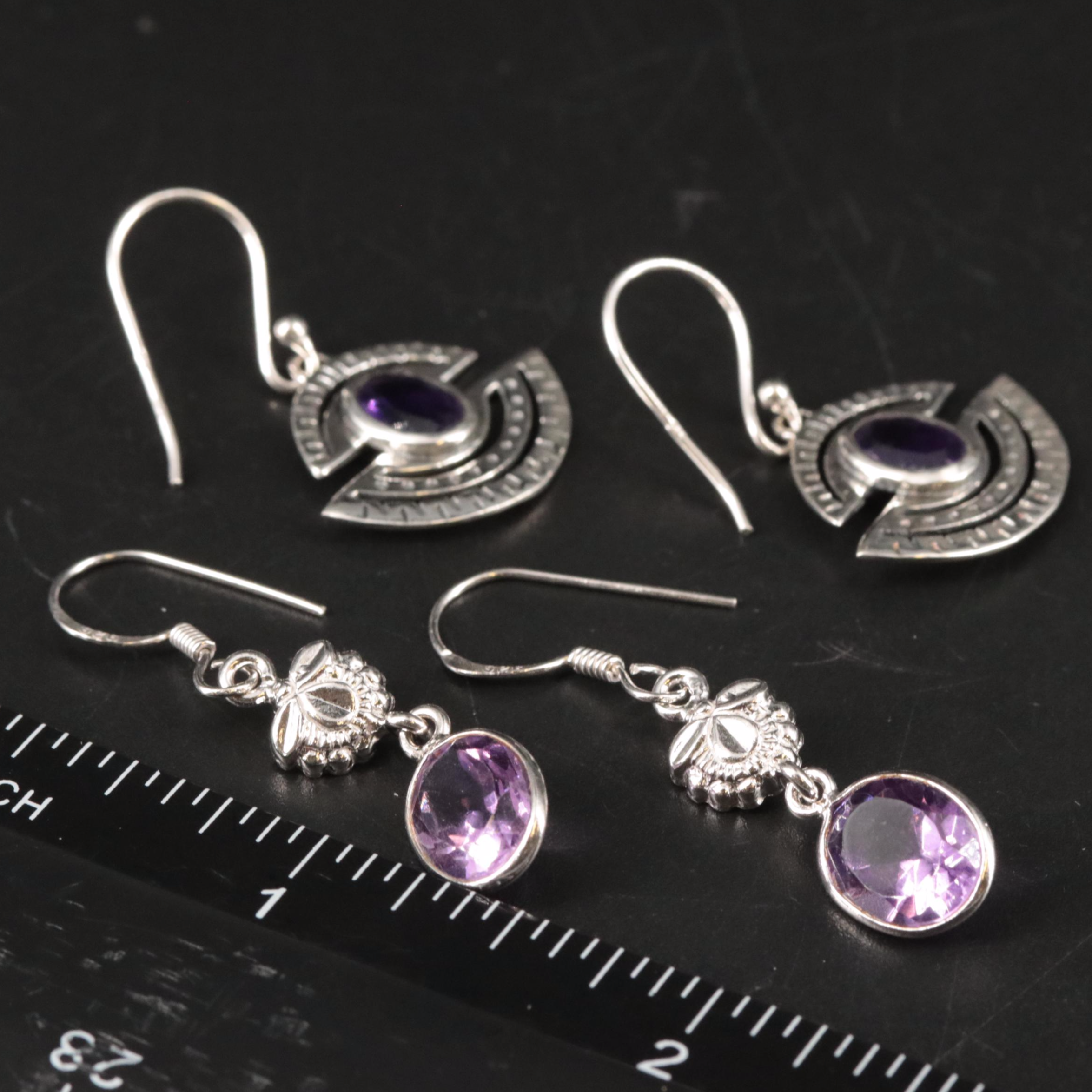 Sterling Amethyst Dangle Earrings