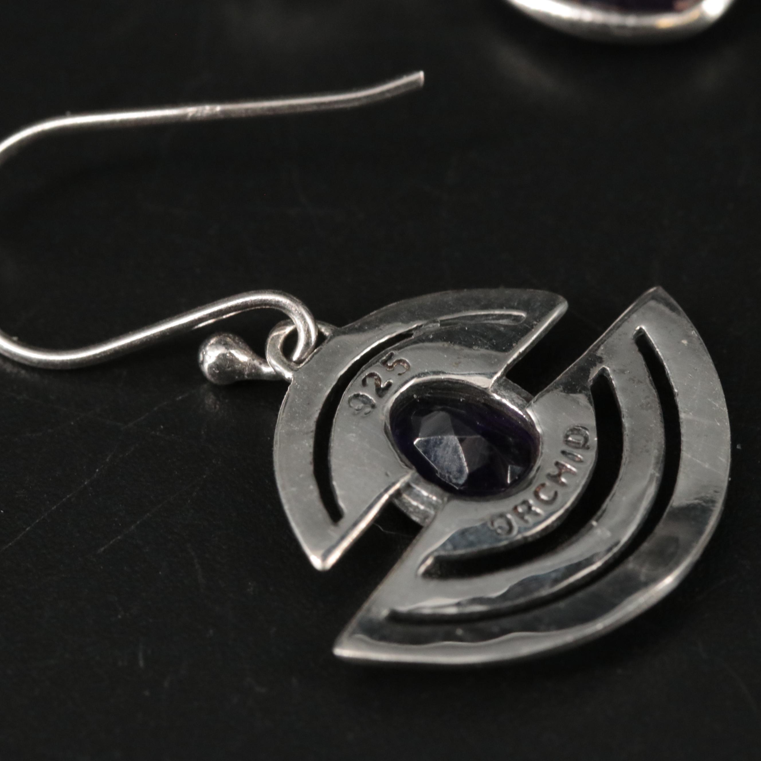 Sterling Amethyst Dangle Earrings