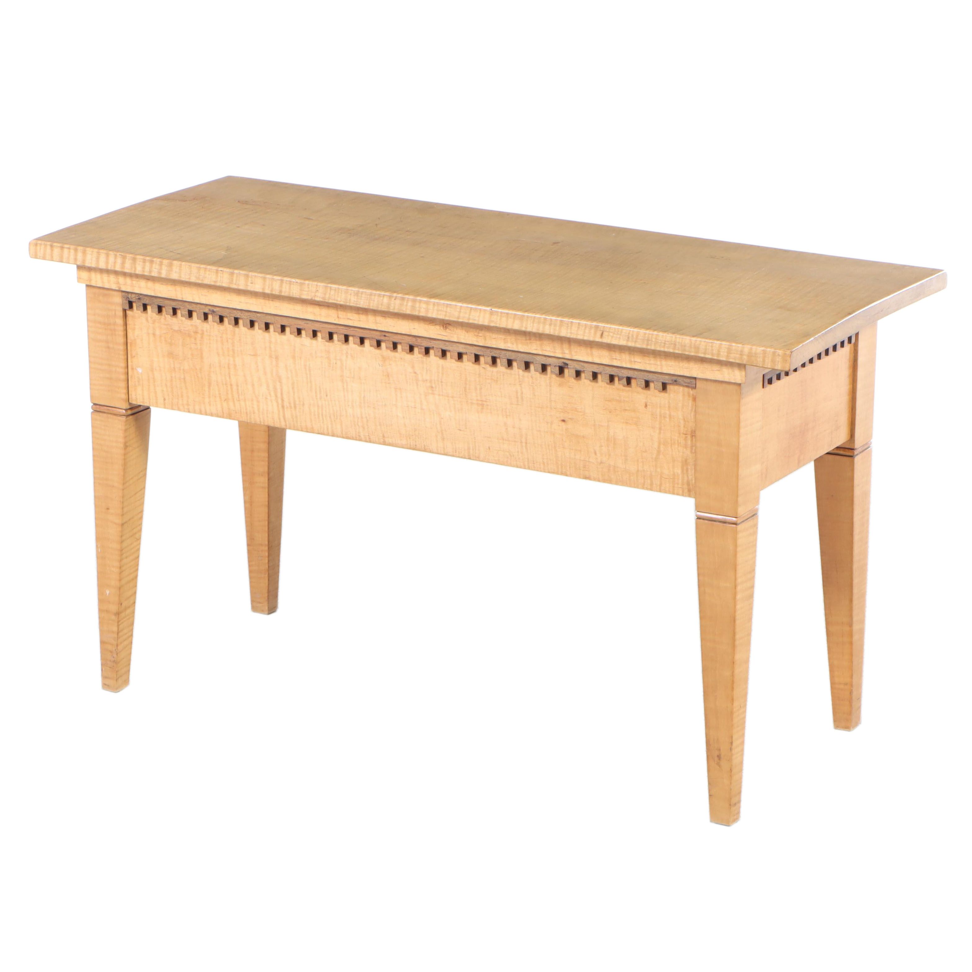 American Primitive Tiger Maple and Walnut Lift-Seat Bench, 20th Century