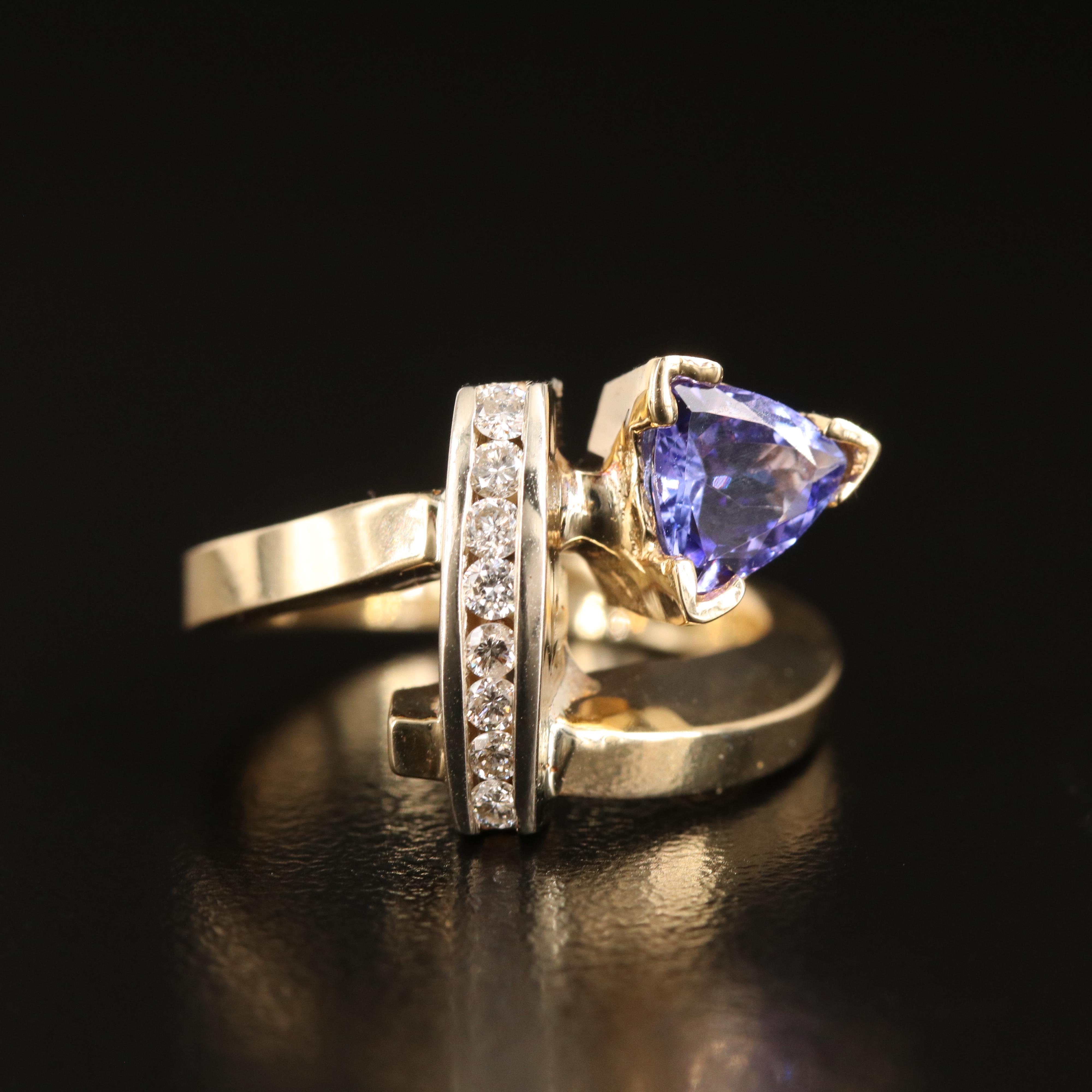 14K Tanzanite and Diamond Bypass Ring