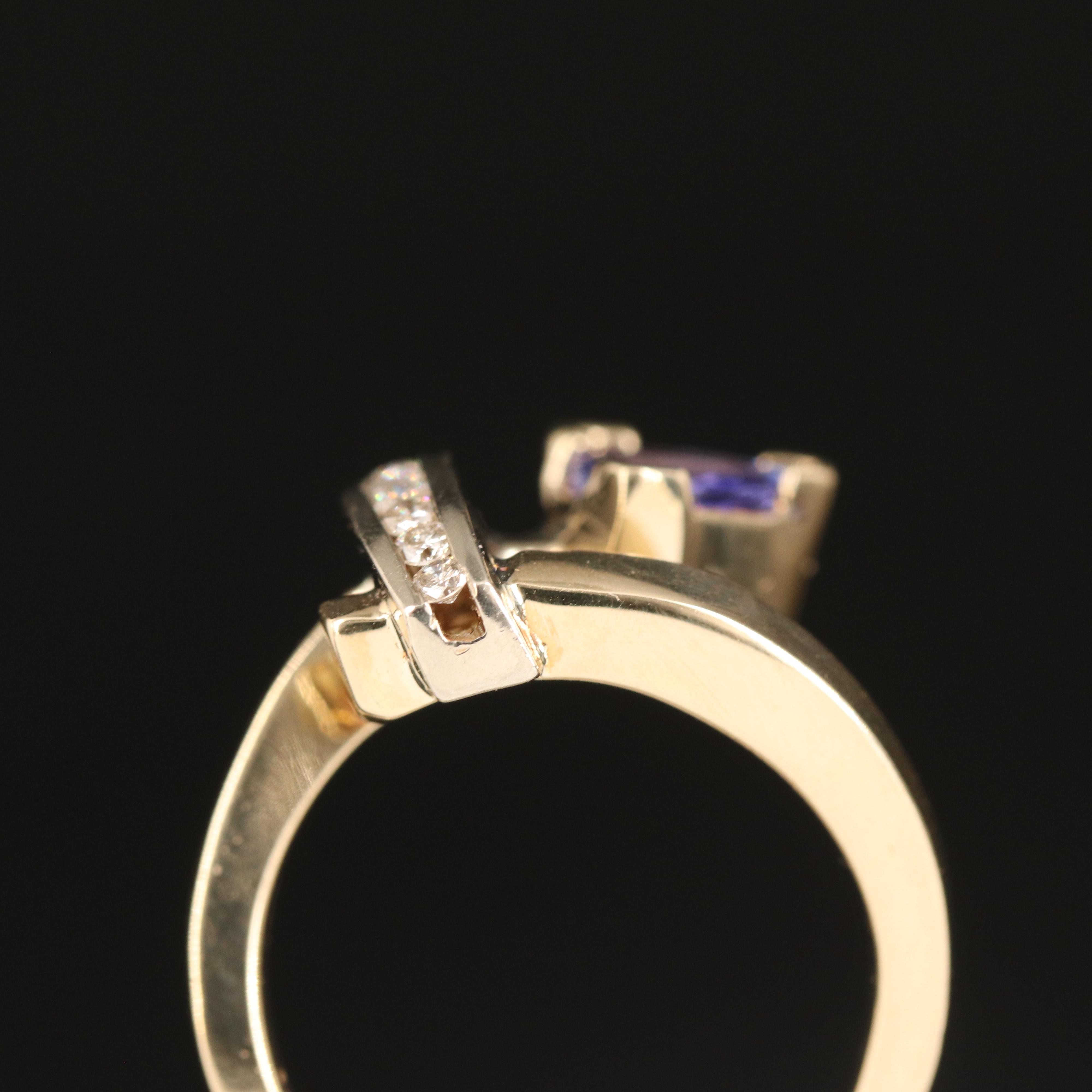 14K Tanzanite and Diamond Bypass Ring
