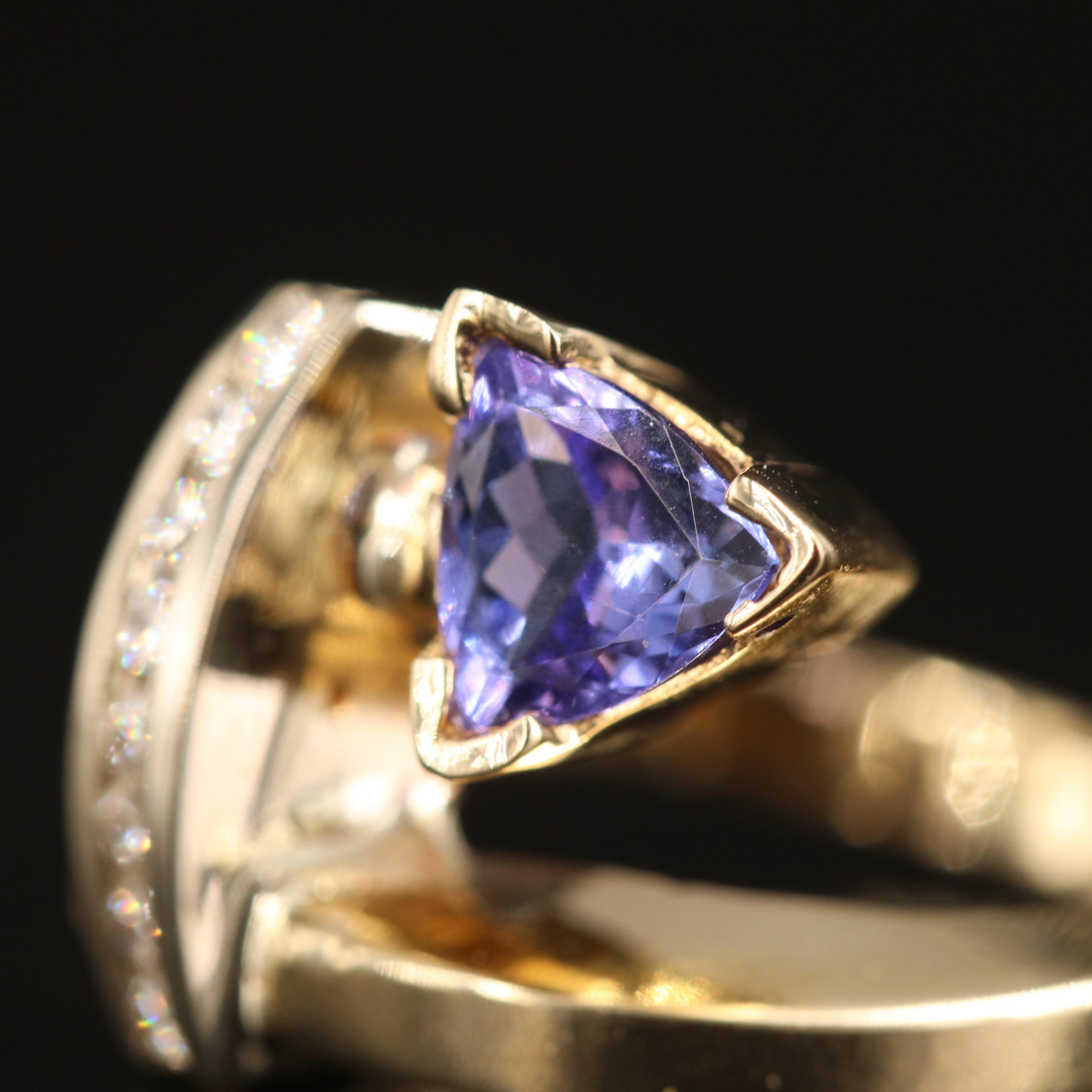 14K Tanzanite and Diamond Bypass Ring