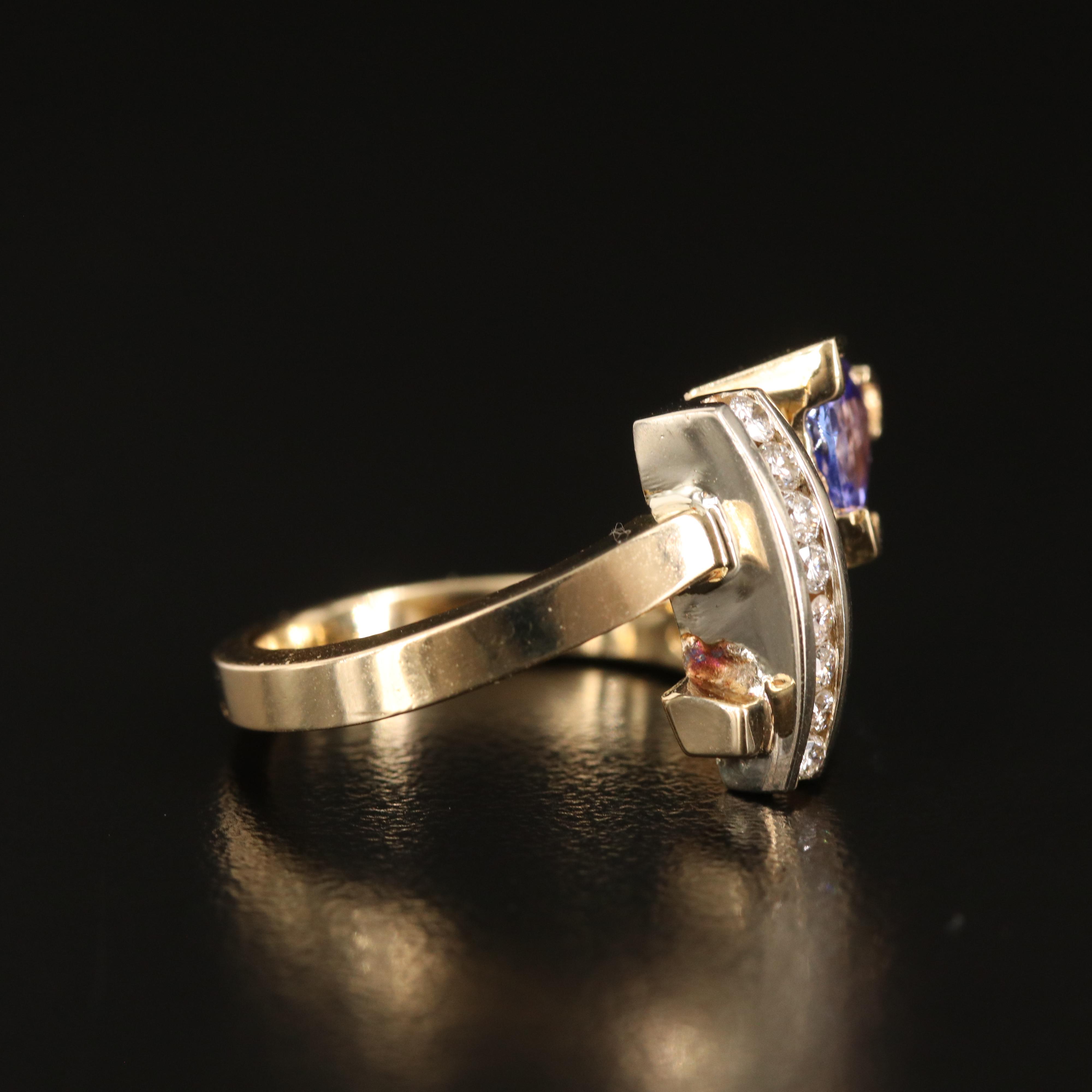 14K Tanzanite and Diamond Bypass Ring