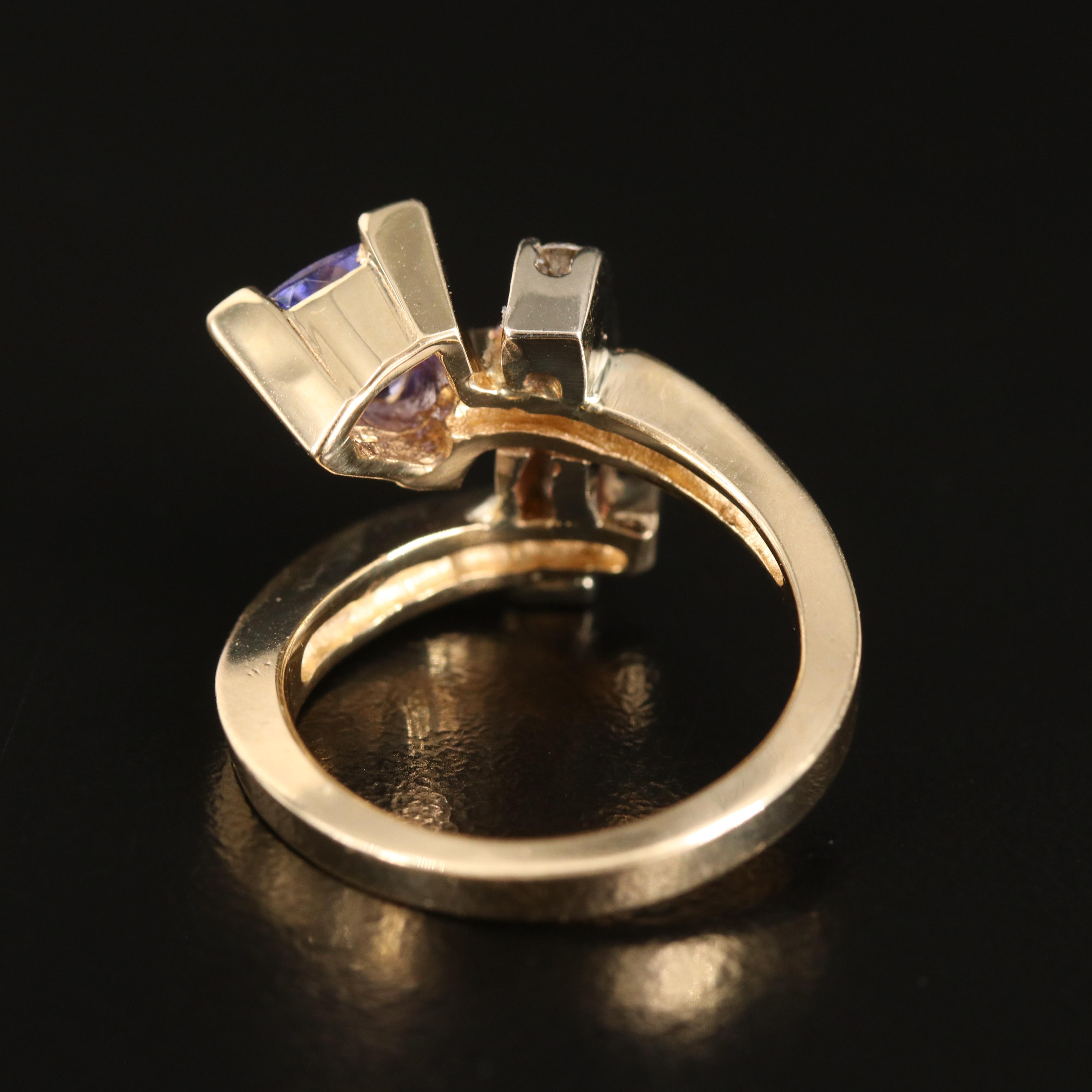 14K Tanzanite and Diamond Bypass Ring