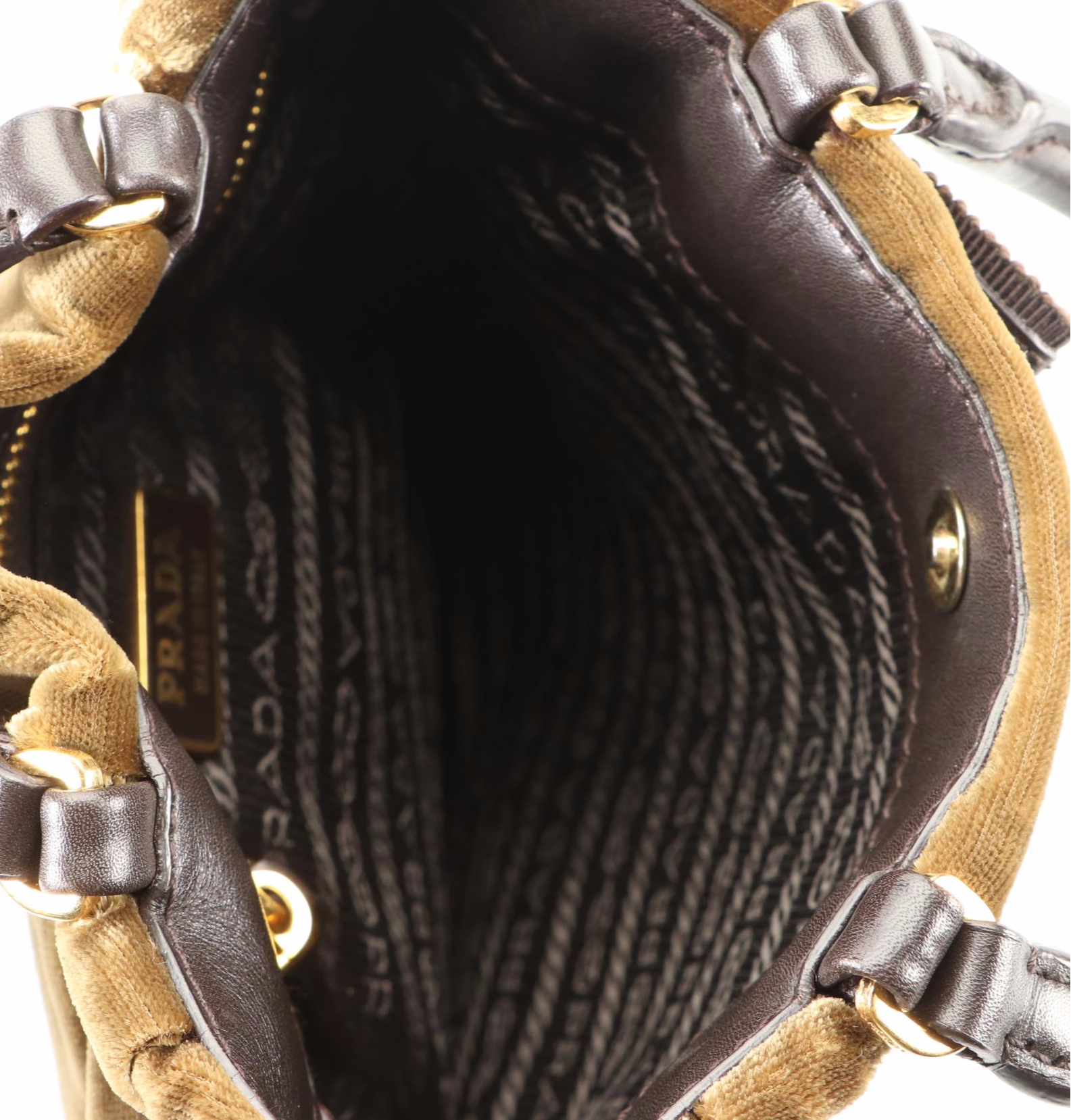 Prada Mini Embroidered Tote in Velvet with Leather Trim