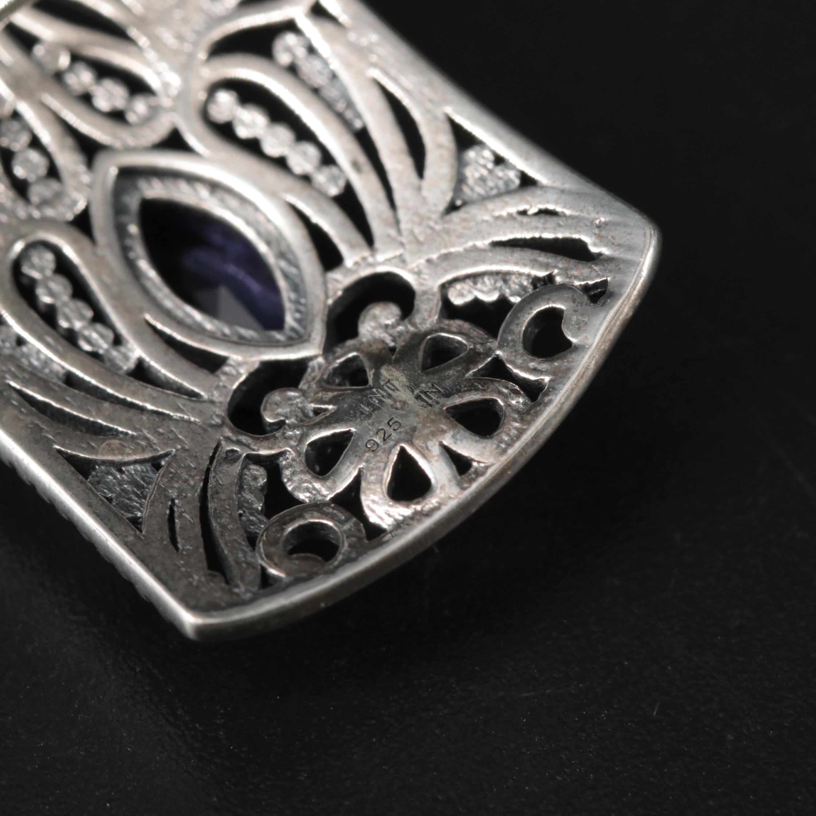 Sterling Garnet and Cubic Zirconia Drop Earrings