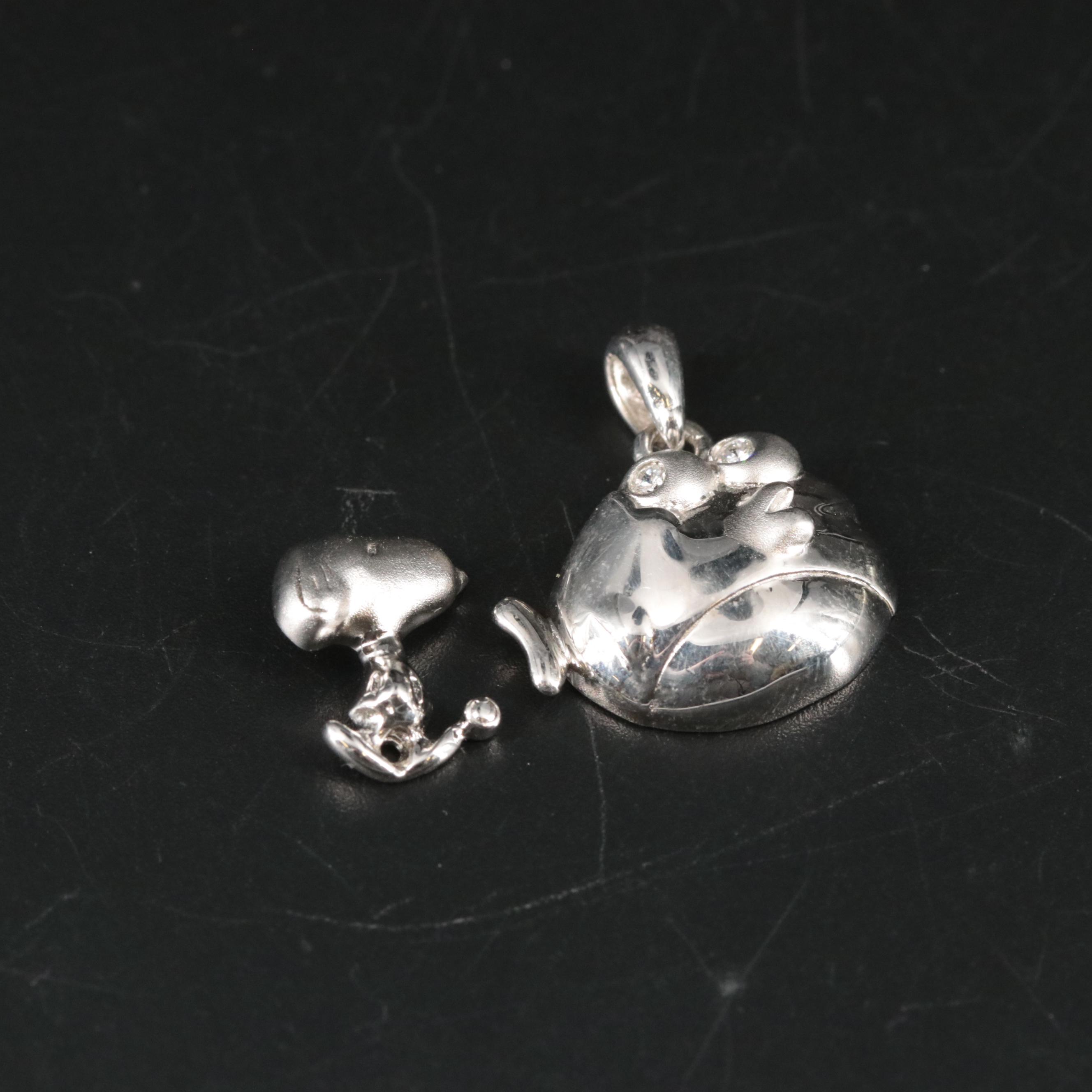 Sterling Cubic Zirconia Snoopy and Fish Pendants