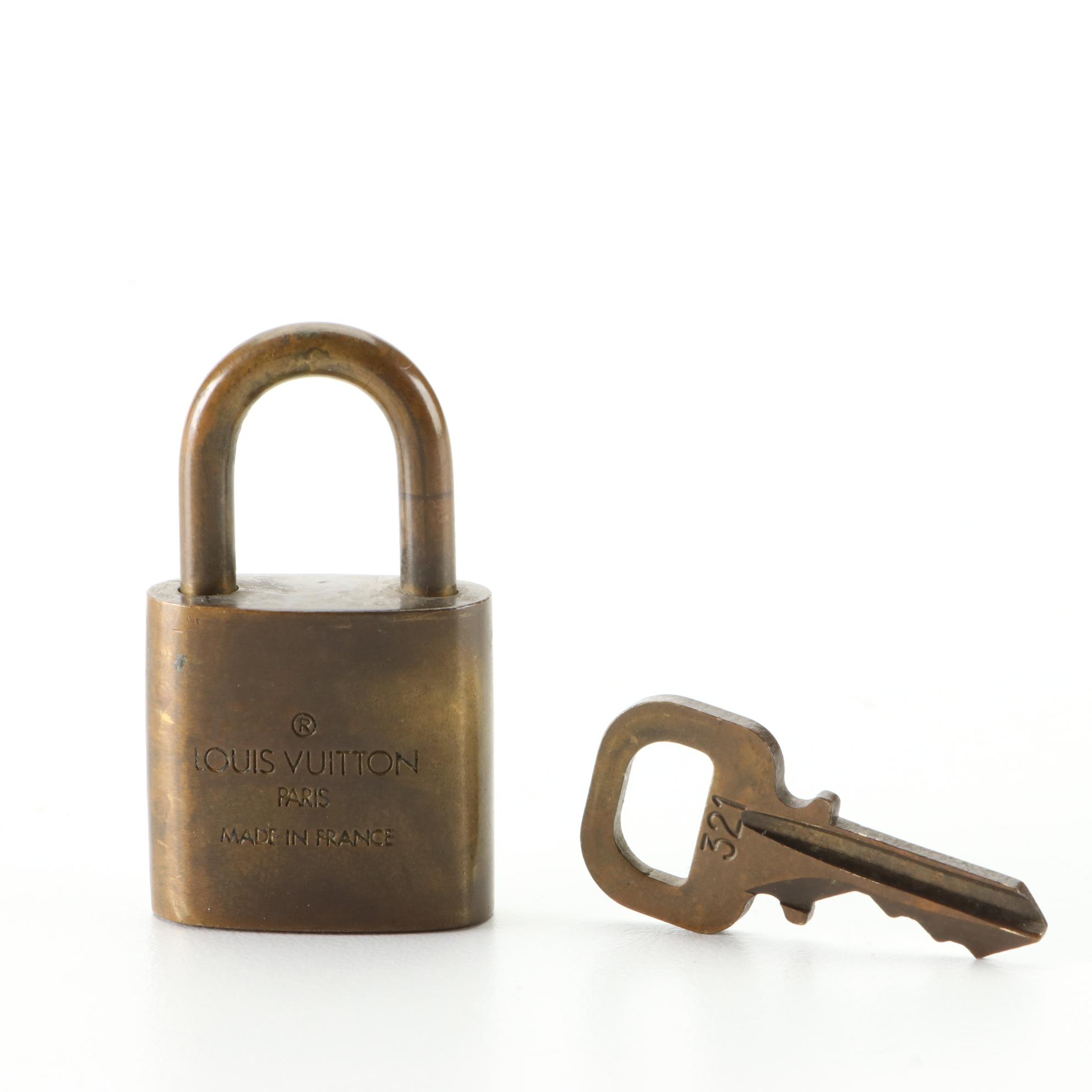 Louis Vuitton Brass Padlock and Key Set