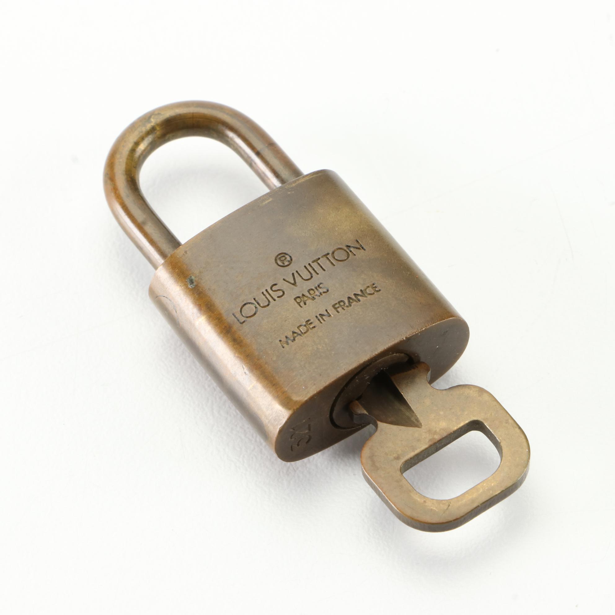 Louis Vuitton Brass Padlock and Key Set