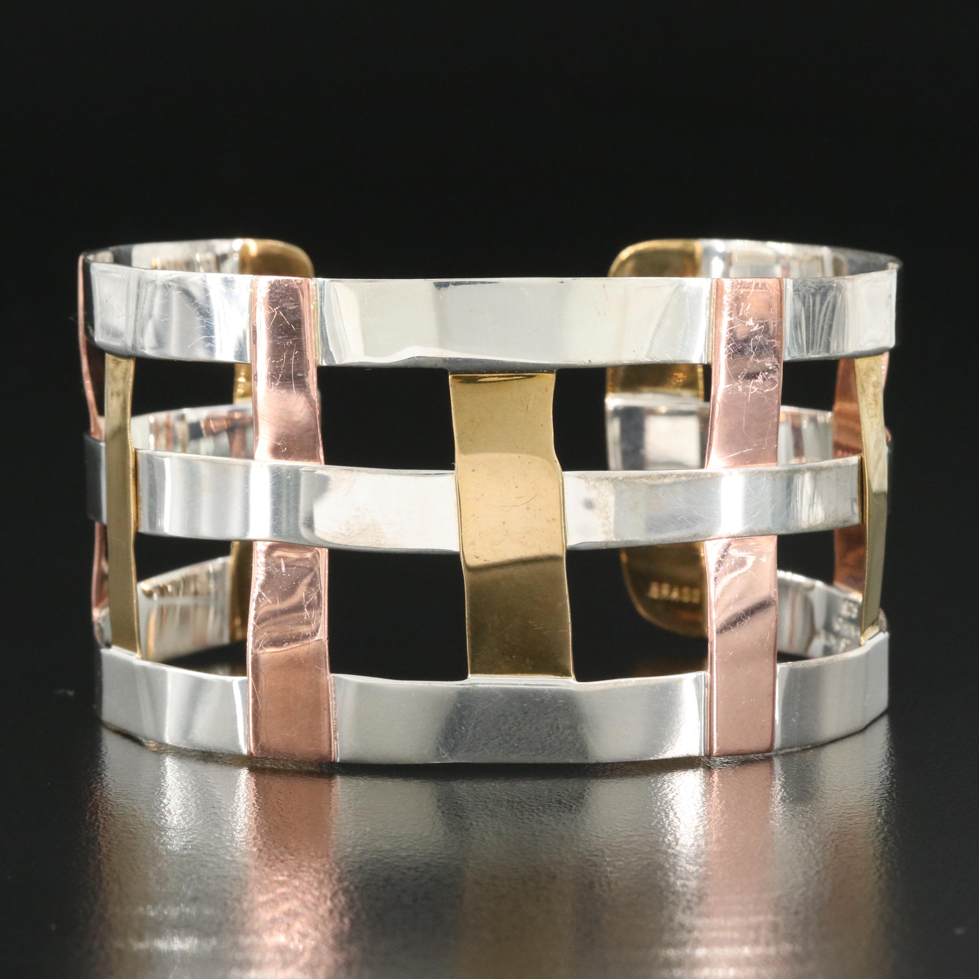 Robert Lee Morris Studio Sterling Cuff with Brass and Copper Accents