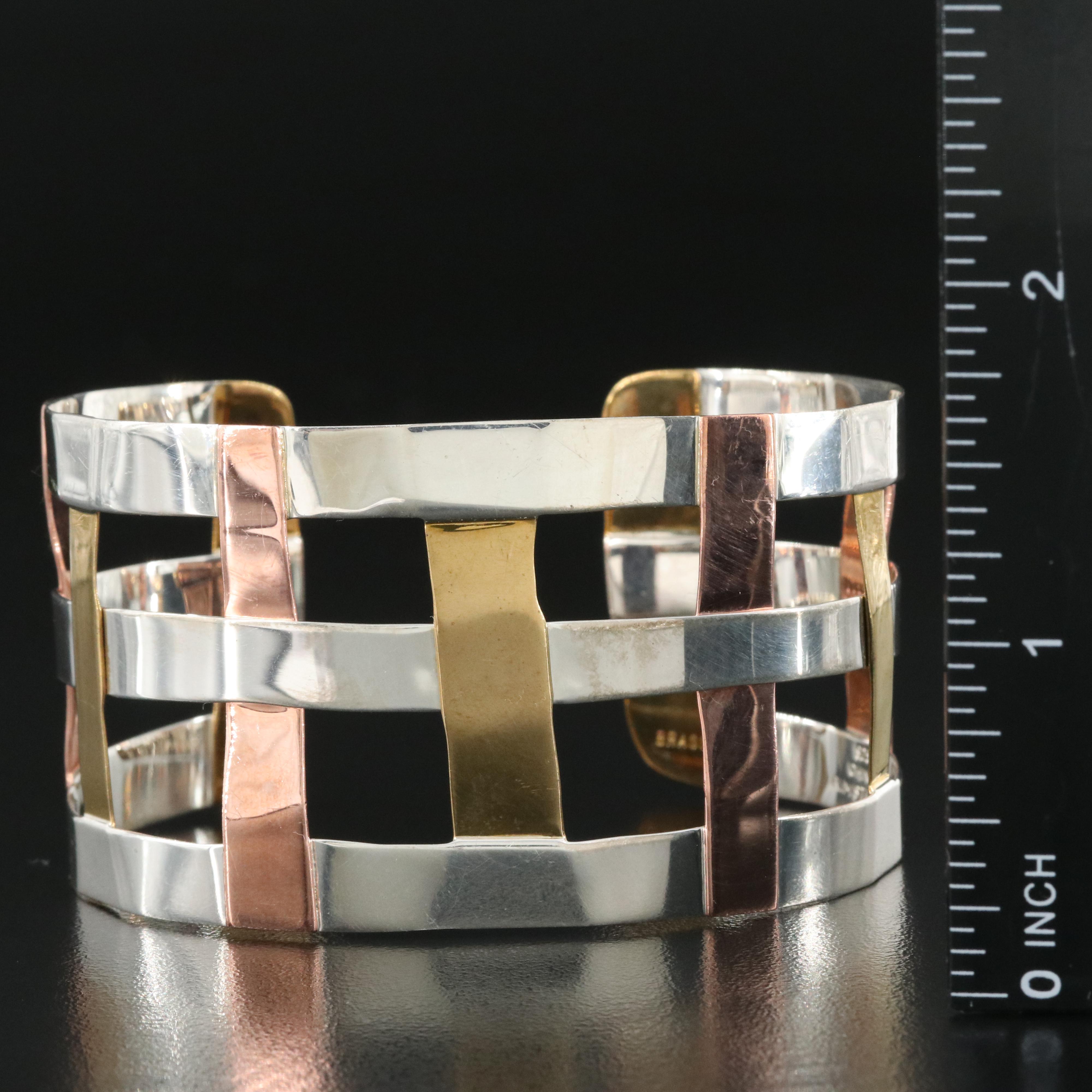 Robert Lee Morris Studio Sterling Cuff with Brass and Copper Accents