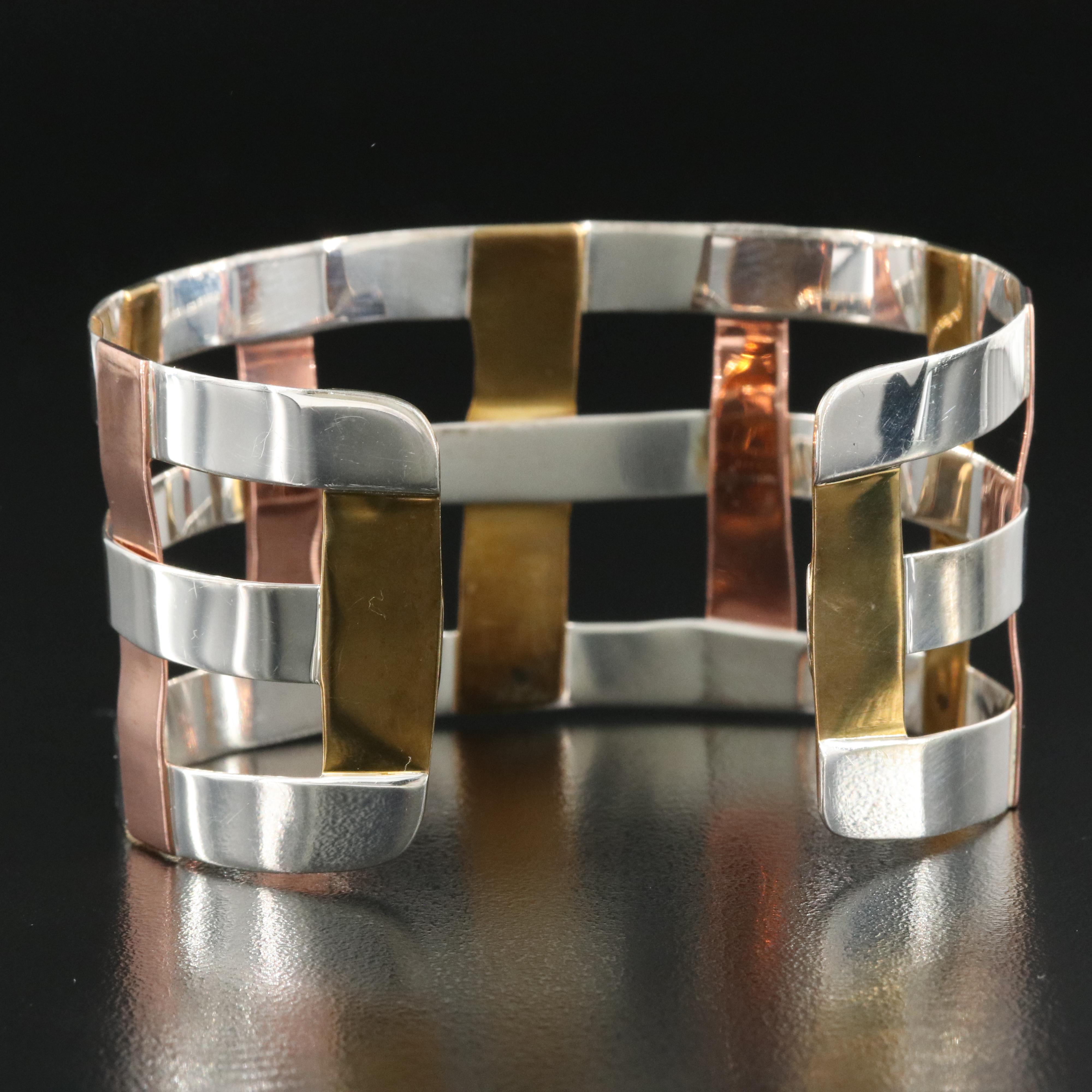 Robert Lee Morris Studio Sterling Cuff with Brass and Copper Accents