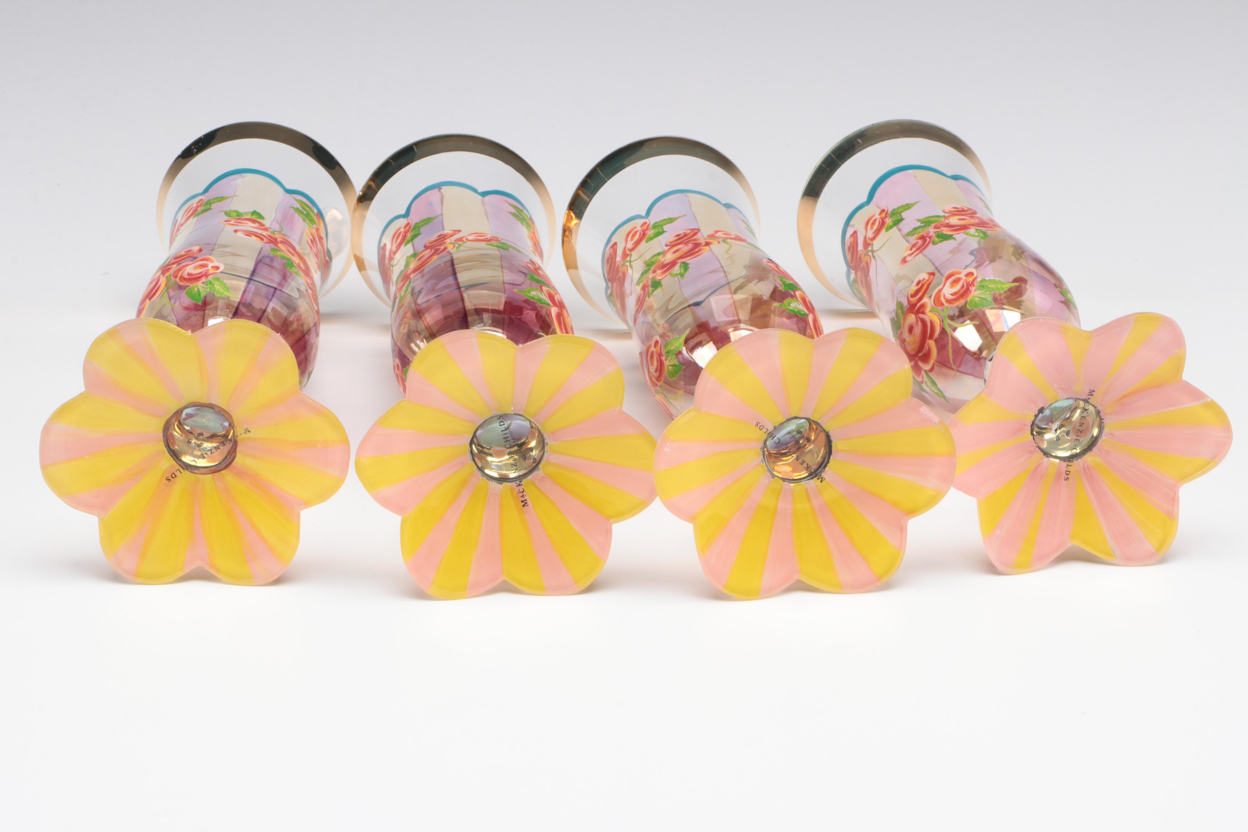 MacKenzie-Childs Hand-Painted Glass Champagne Flutes