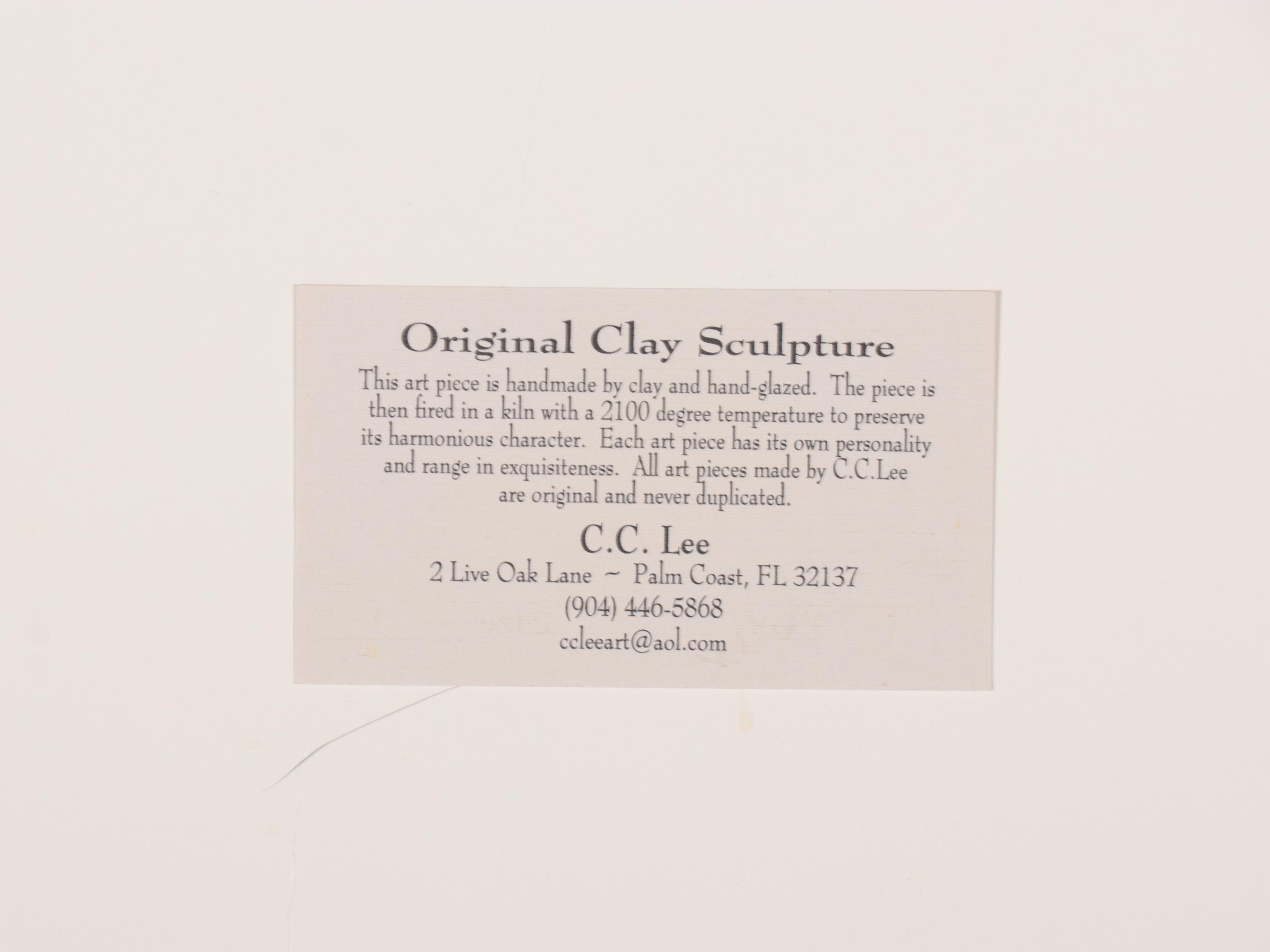 C. C. Lee Floral Clay Wall Sculpture of Irises