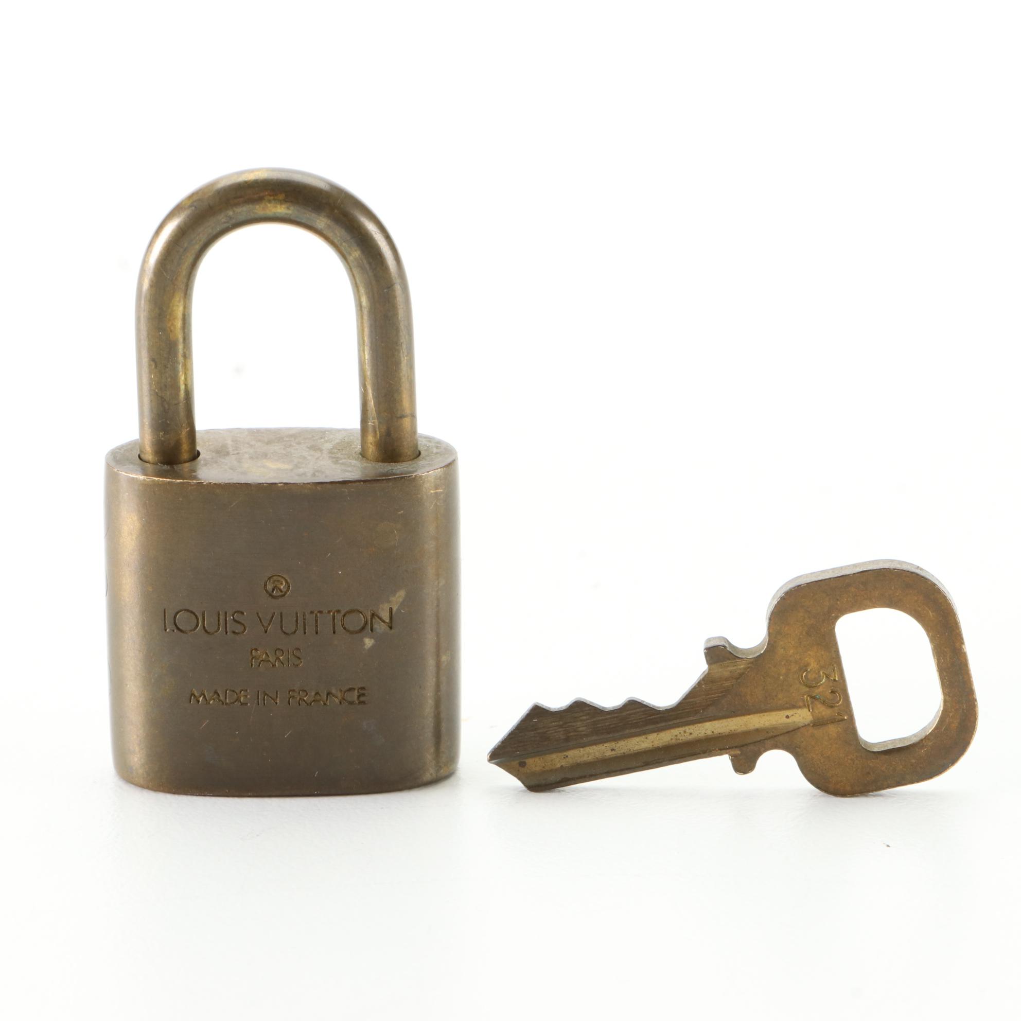 Louis Vuitton Brass Padlock and Key Set