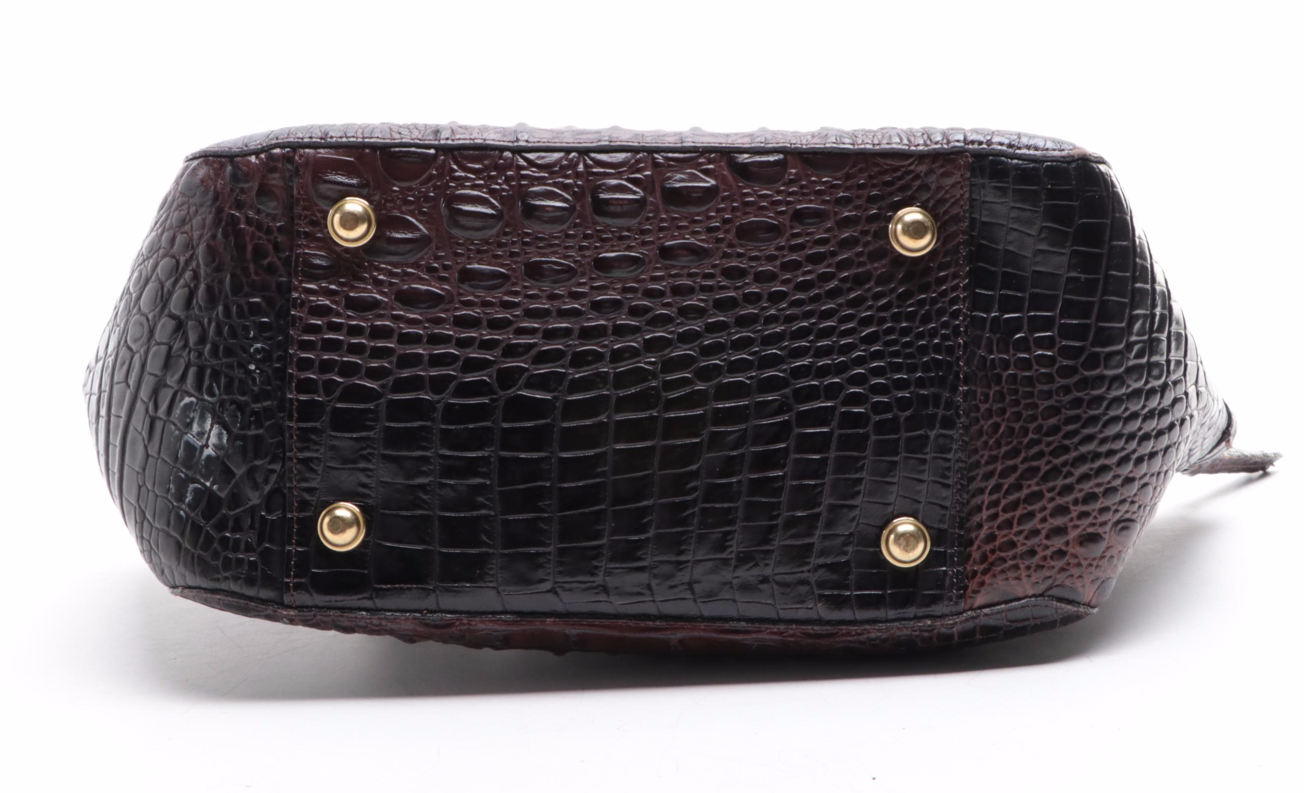 Brahmin Shoulder Bag in Croco Embossed Leather with Double Strap