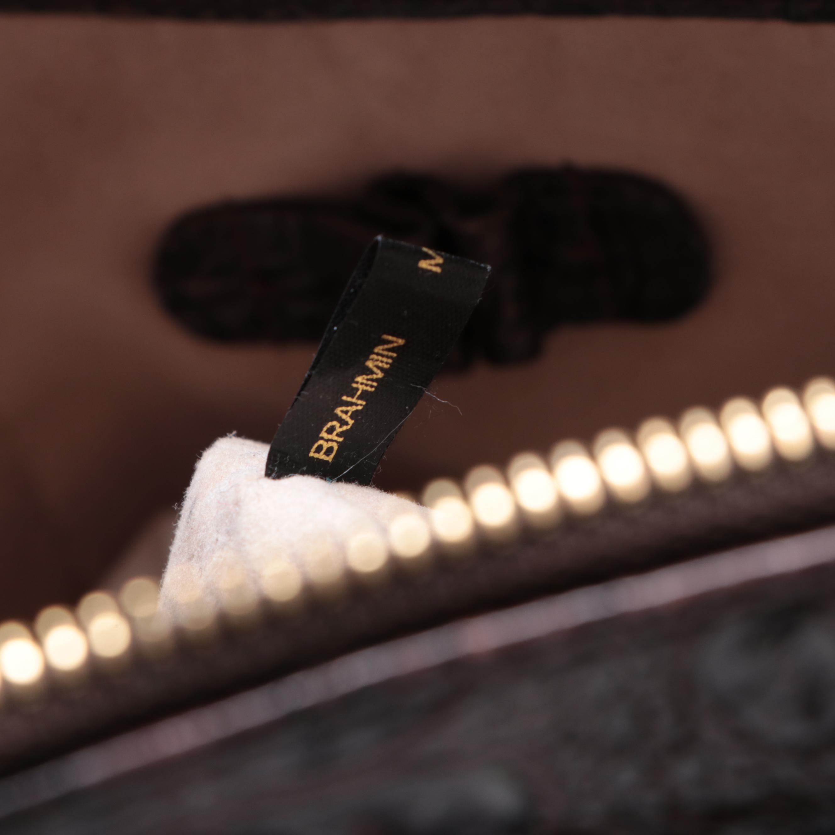 Brahmin Shoulder Bag in Croco Embossed Leather with Double Strap