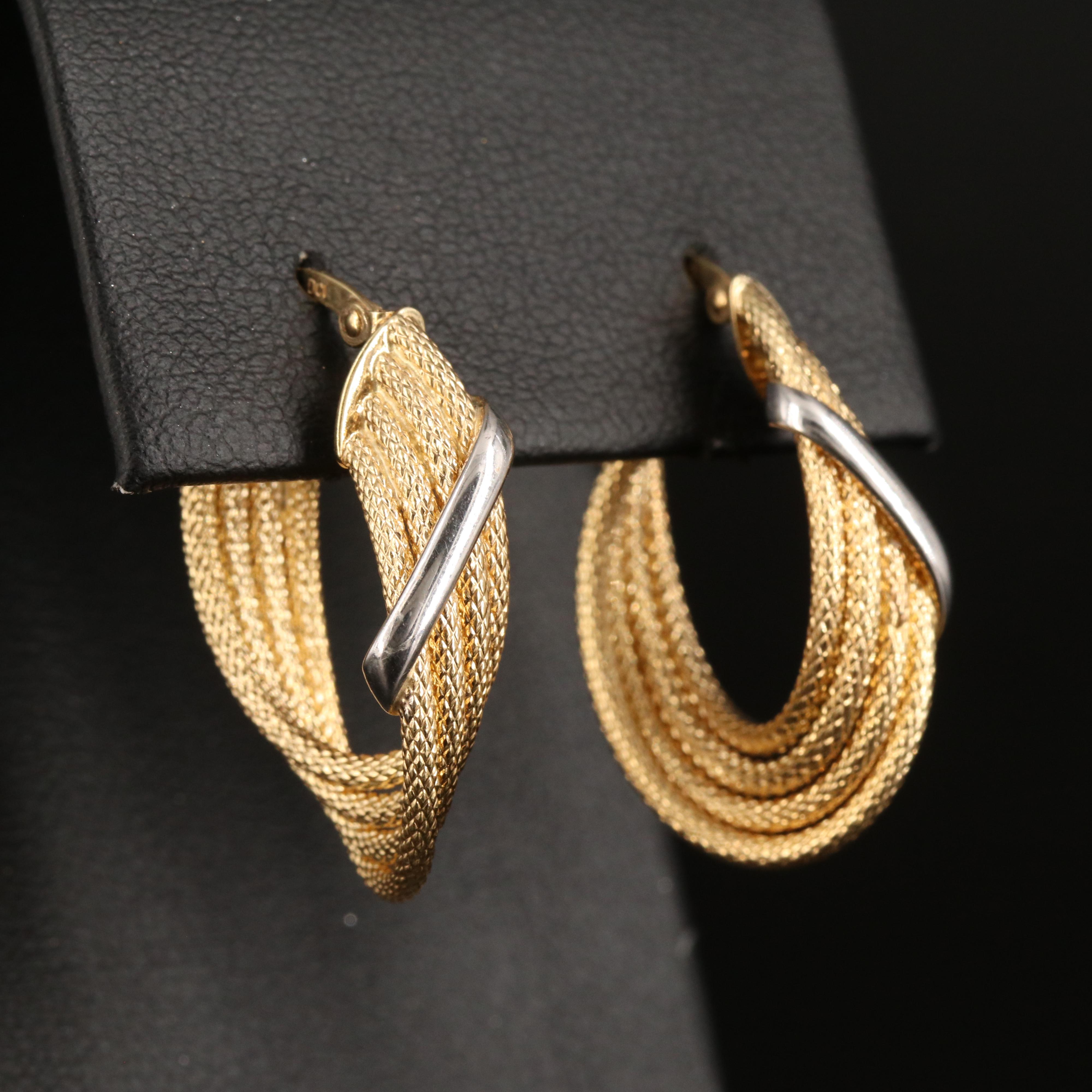 Italian 14K Contour Hoop Earrings