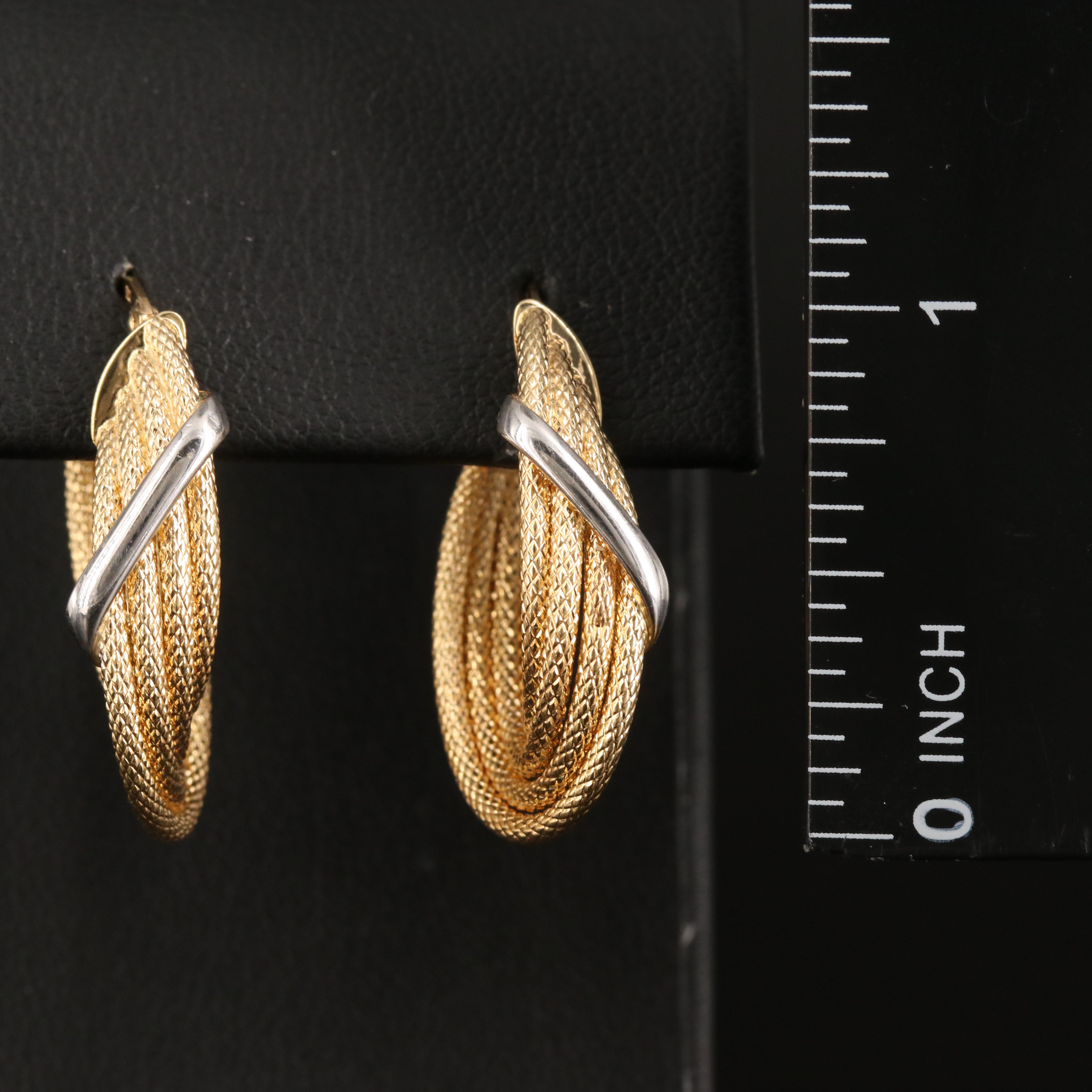 Italian 14K Contour Hoop Earrings