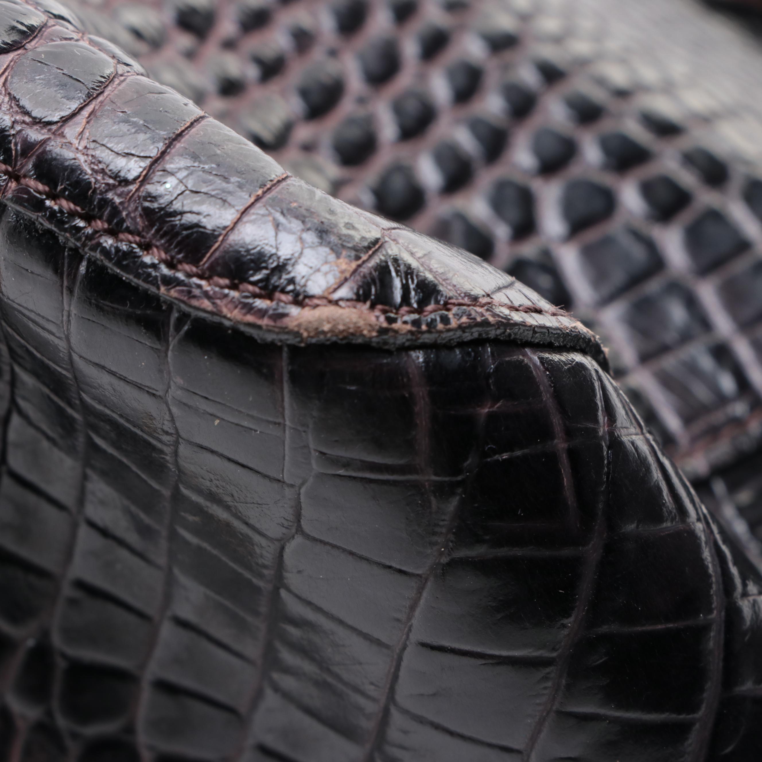 Brahmin Shoulder Bag in Croco Embossed Leather with Double Strap