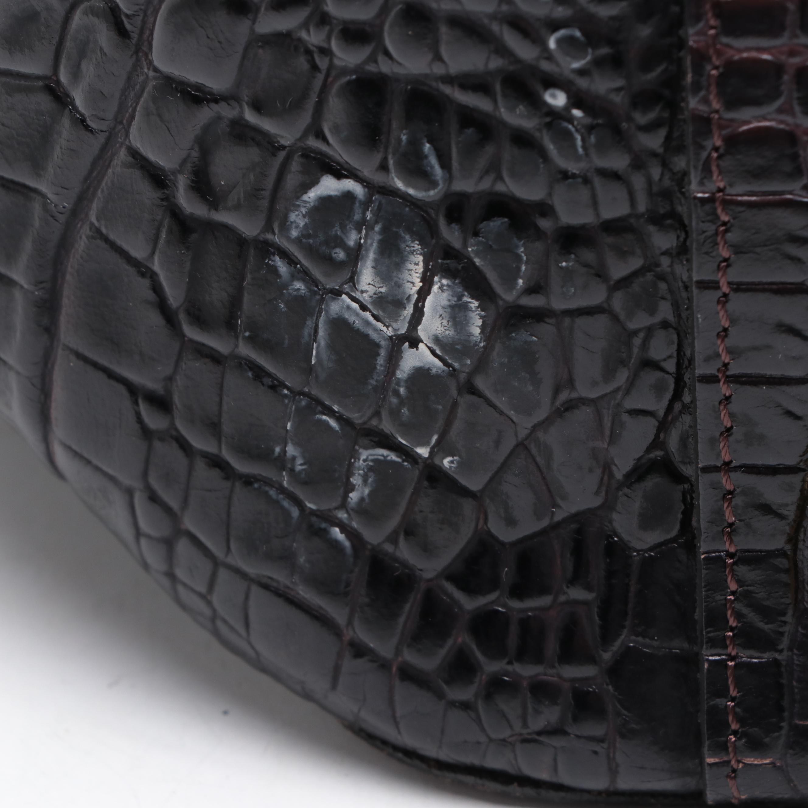 Brahmin Shoulder Bag in Croco Embossed Leather with Double Strap