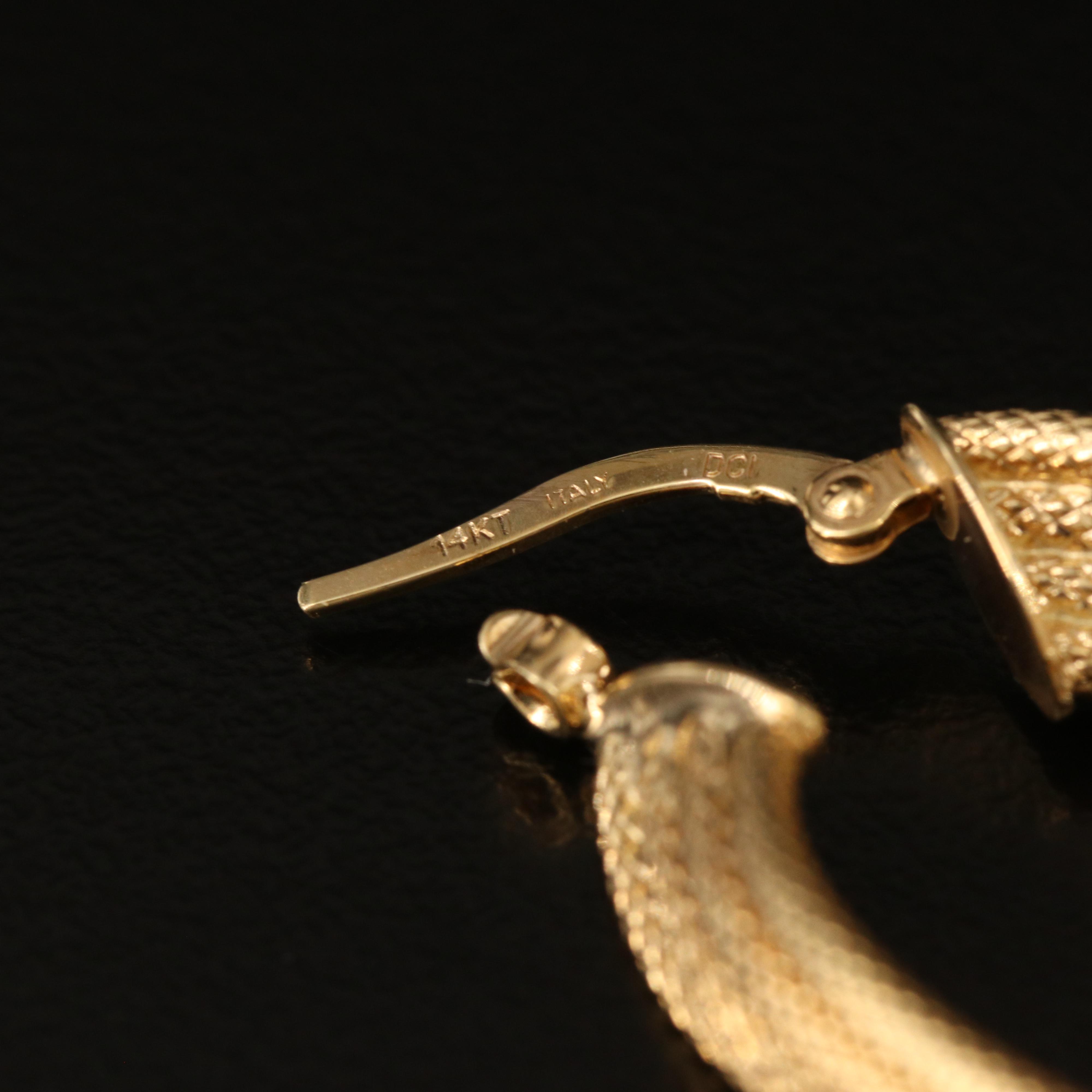 Italian 14K Contour Hoop Earrings