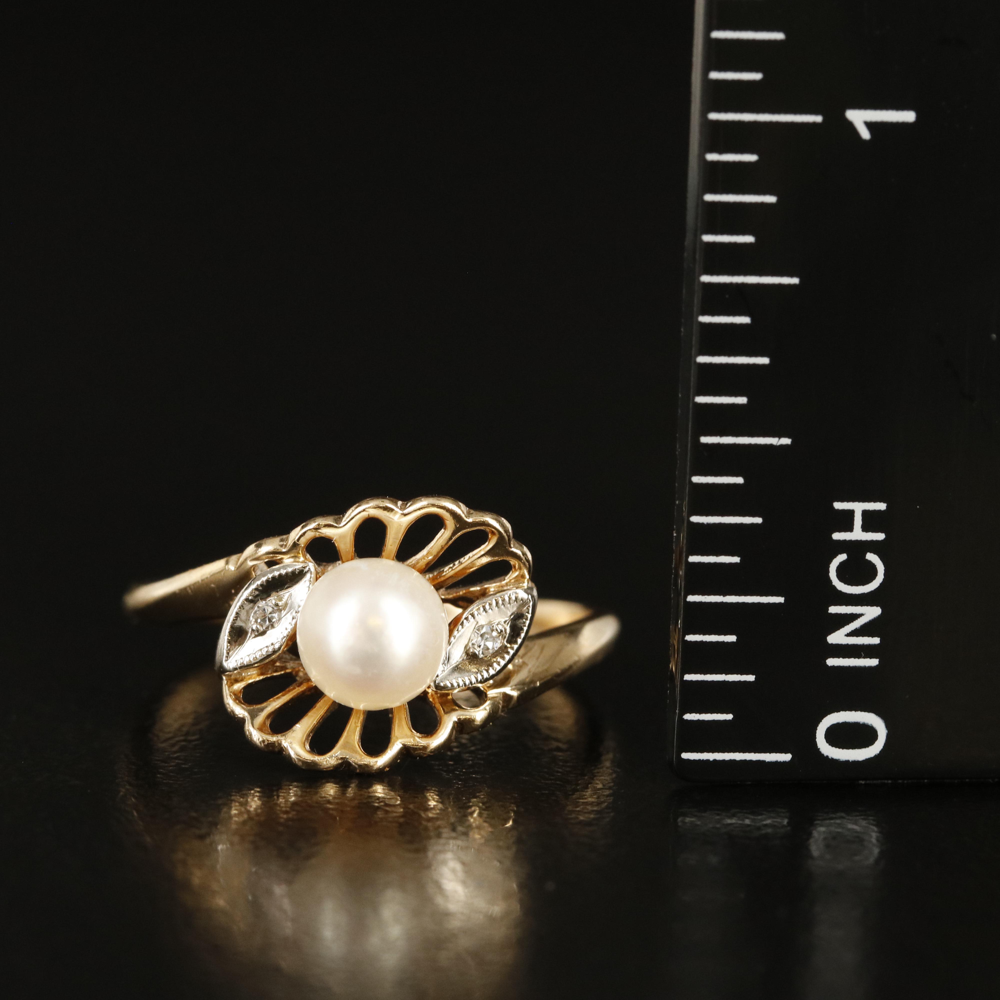 10K Pearl and Diamond Ring