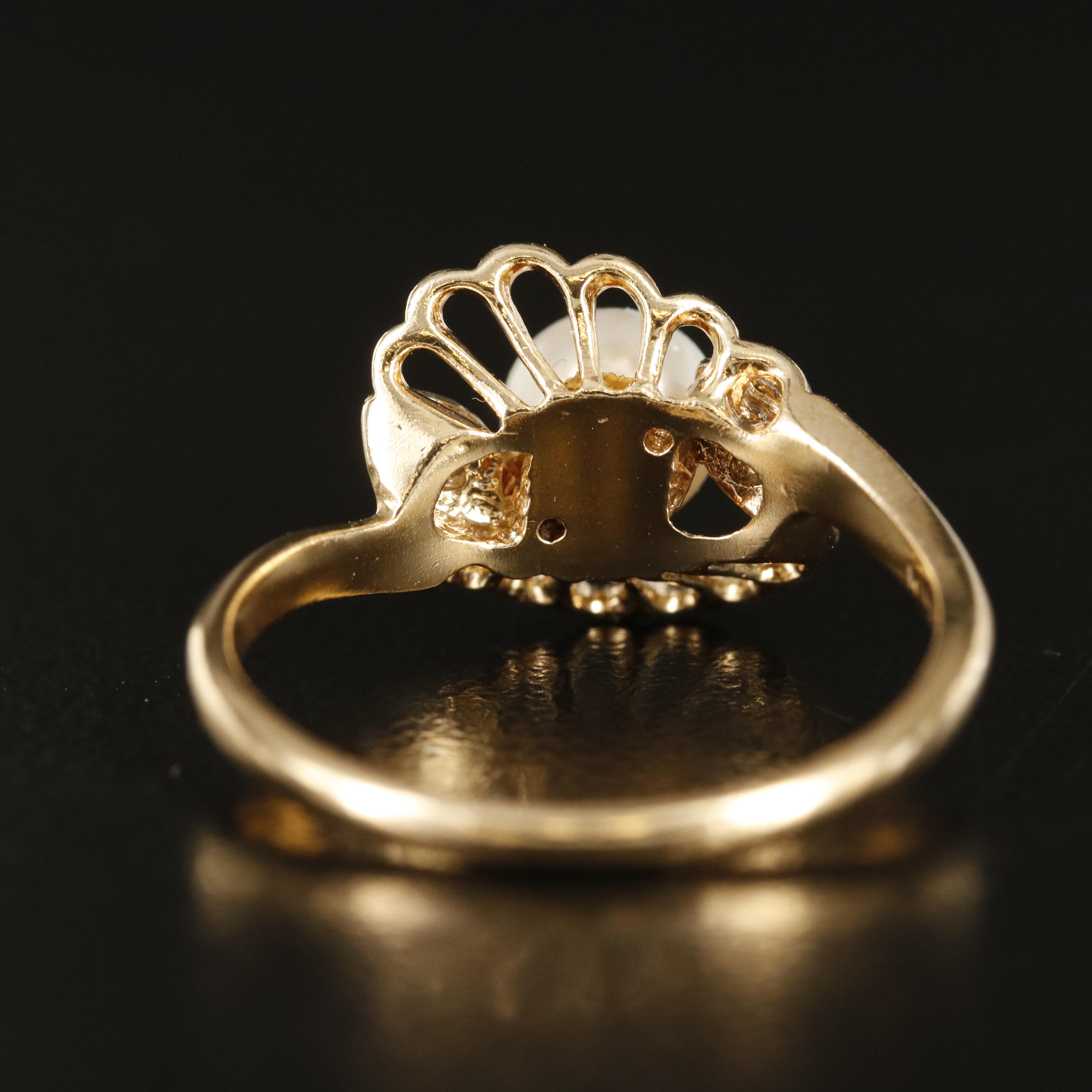 10K Pearl and Diamond Ring