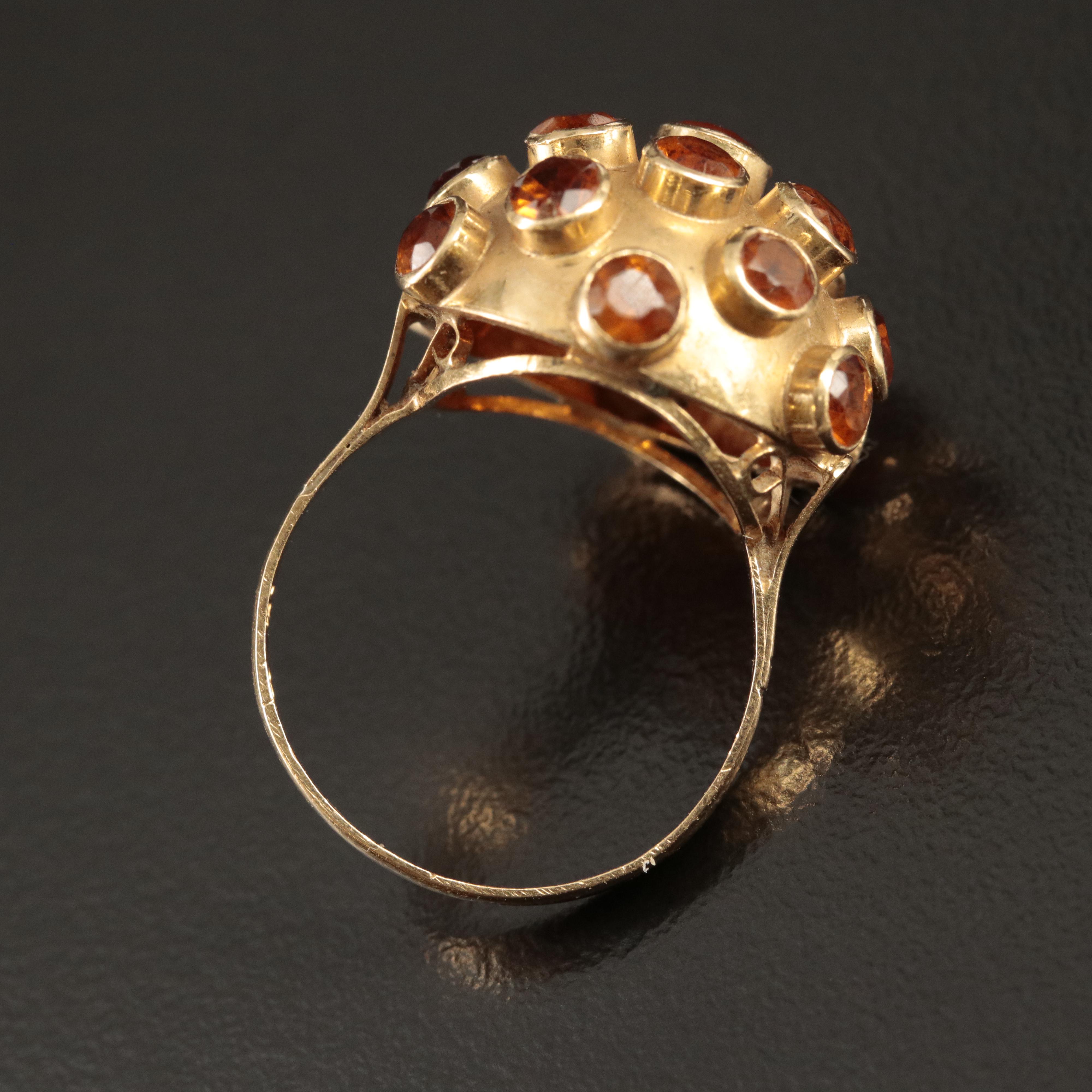 Vintage 18K Citrine Sputnik Ring
