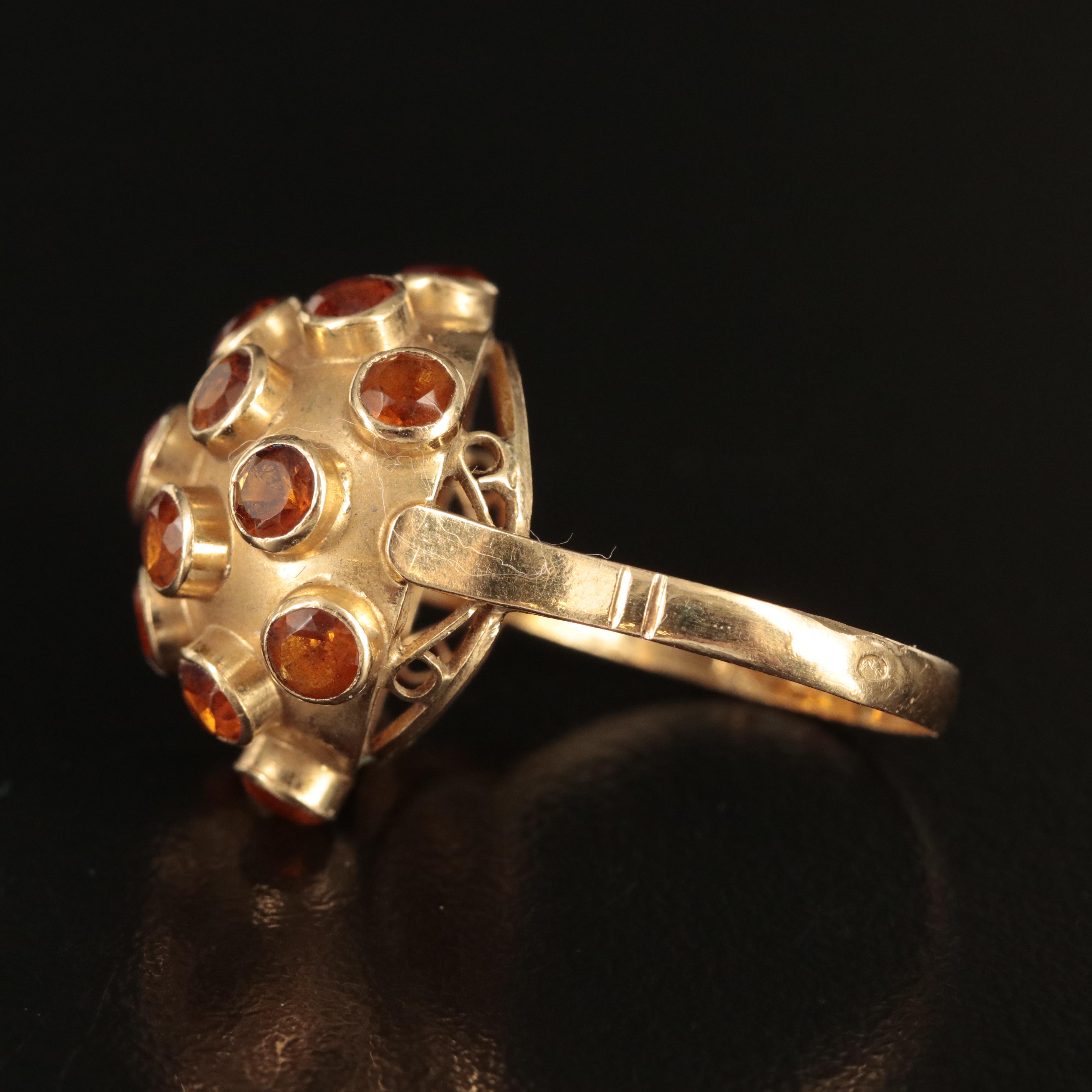 Vintage 18K Citrine Sputnik Ring