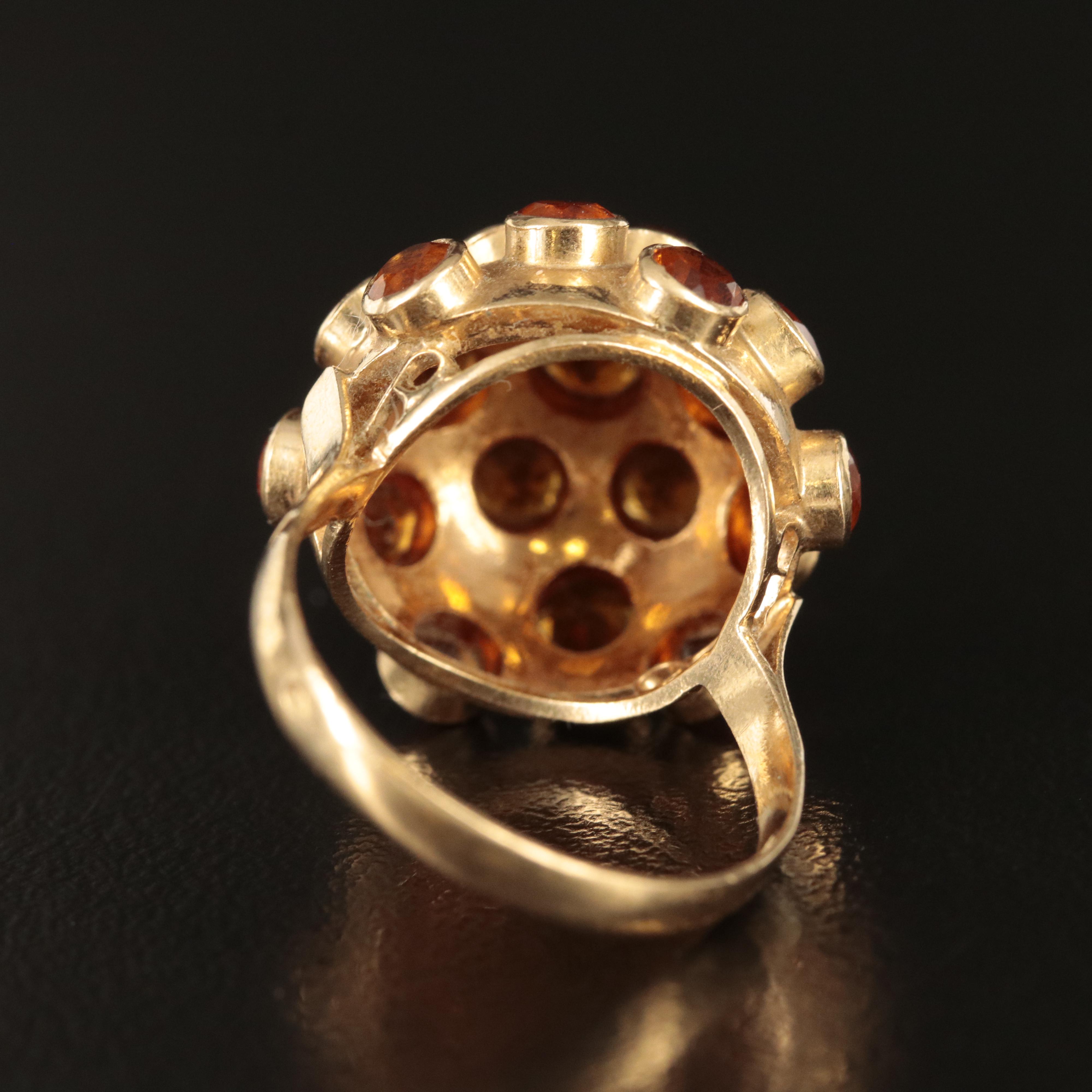 Vintage 18K Citrine Sputnik Ring