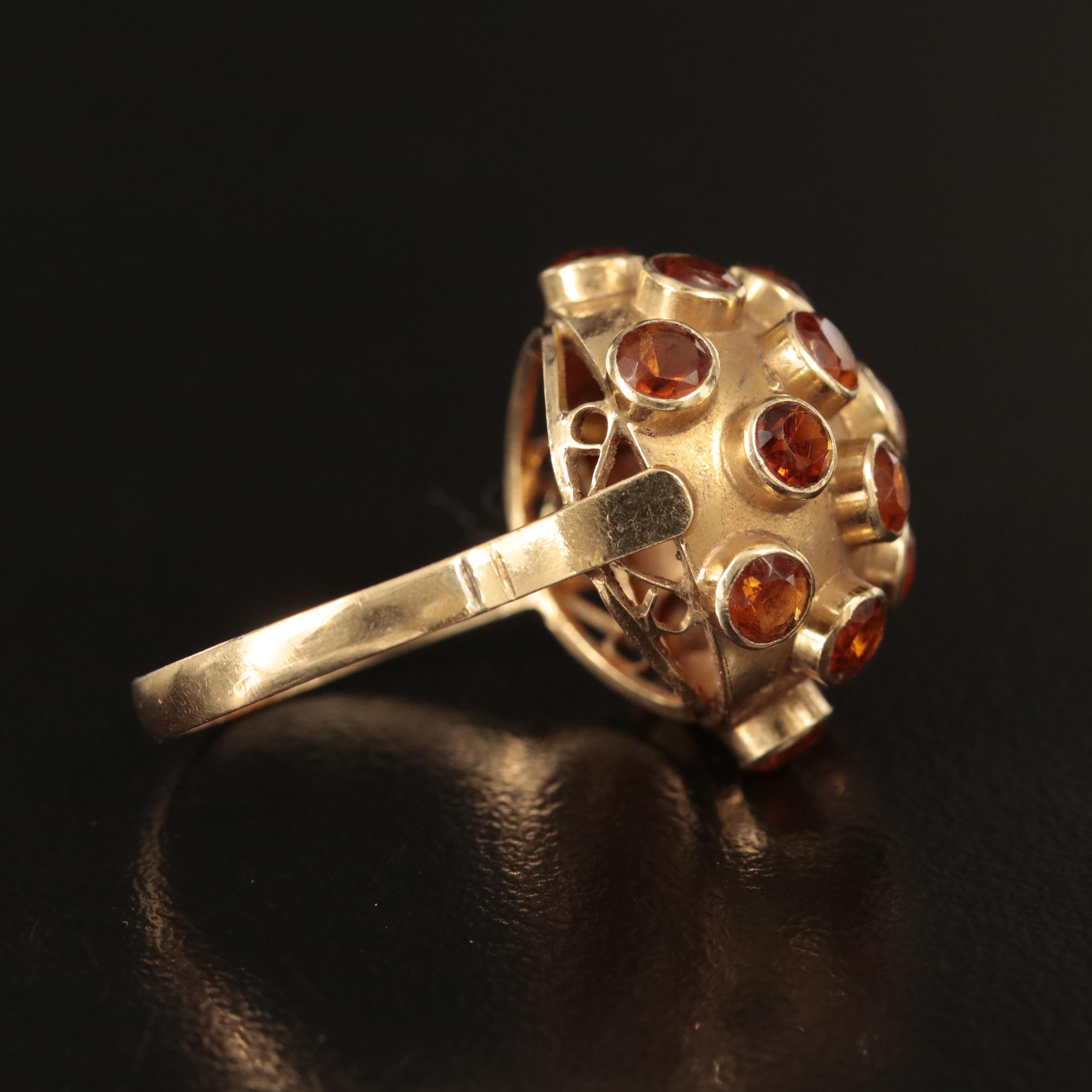 Vintage 18K Citrine Sputnik Ring