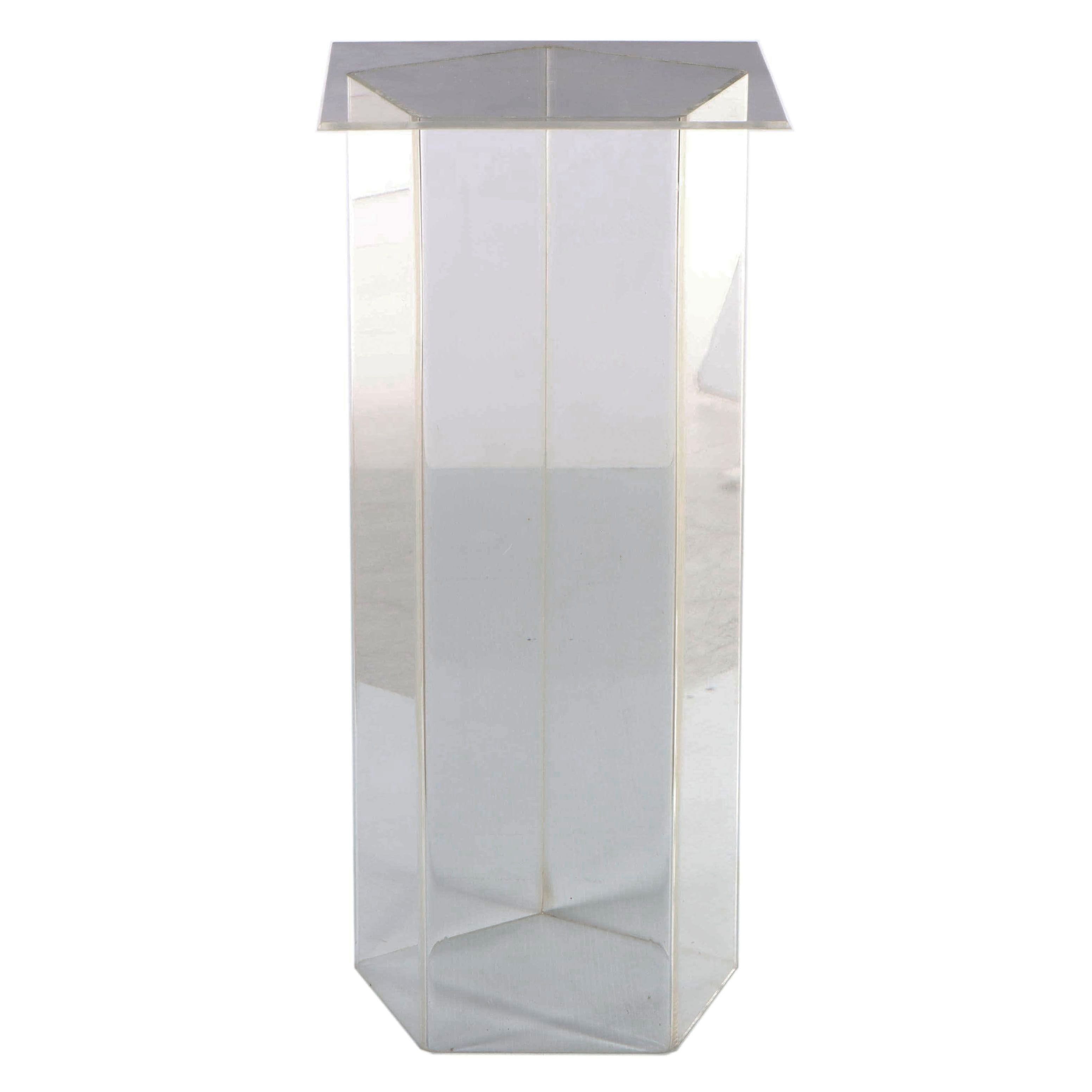 Modernist Style Acrylic Pedestal Table with Pentagonal Base