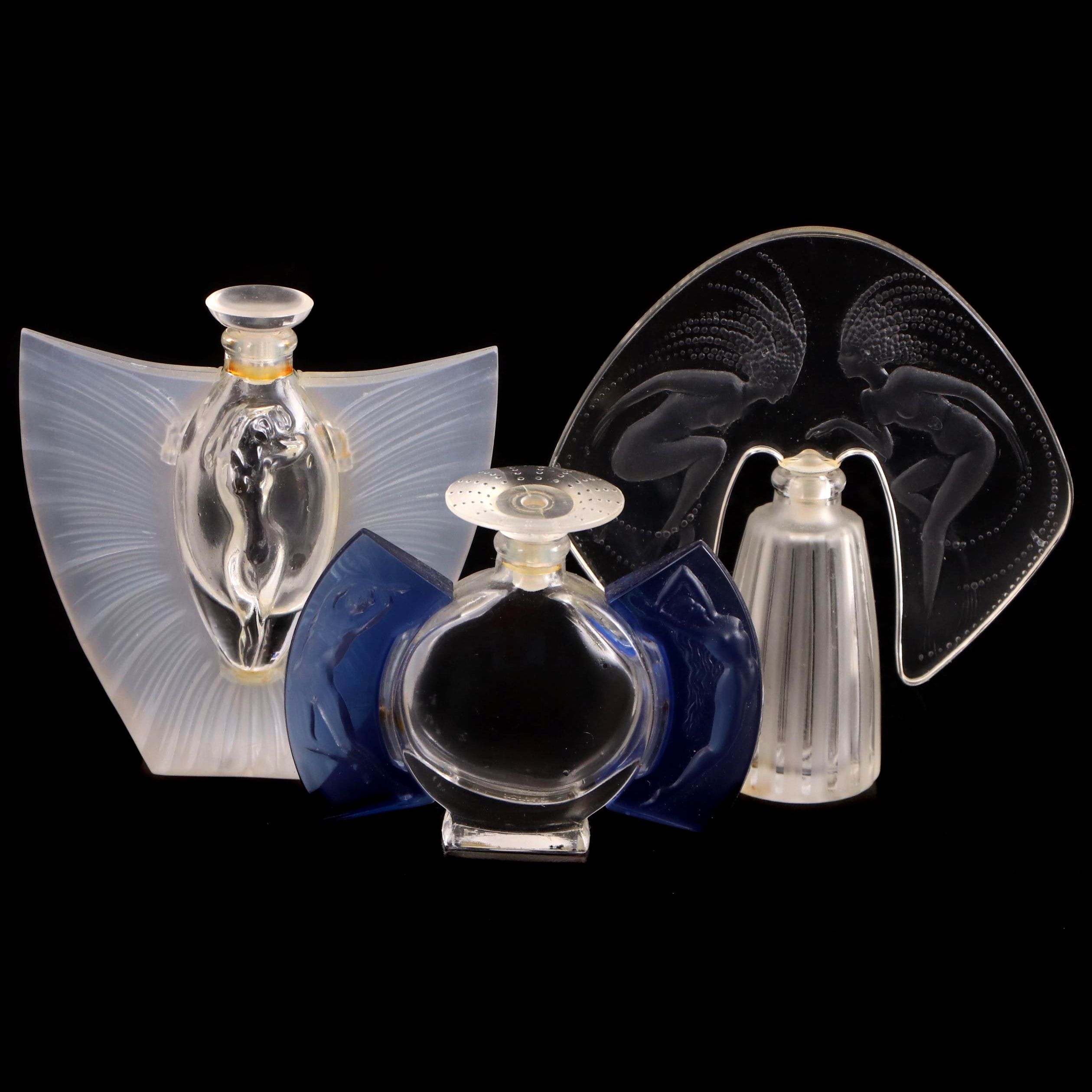 Lalique Art Deco Style Glass and Acrylic Perfume Bottles