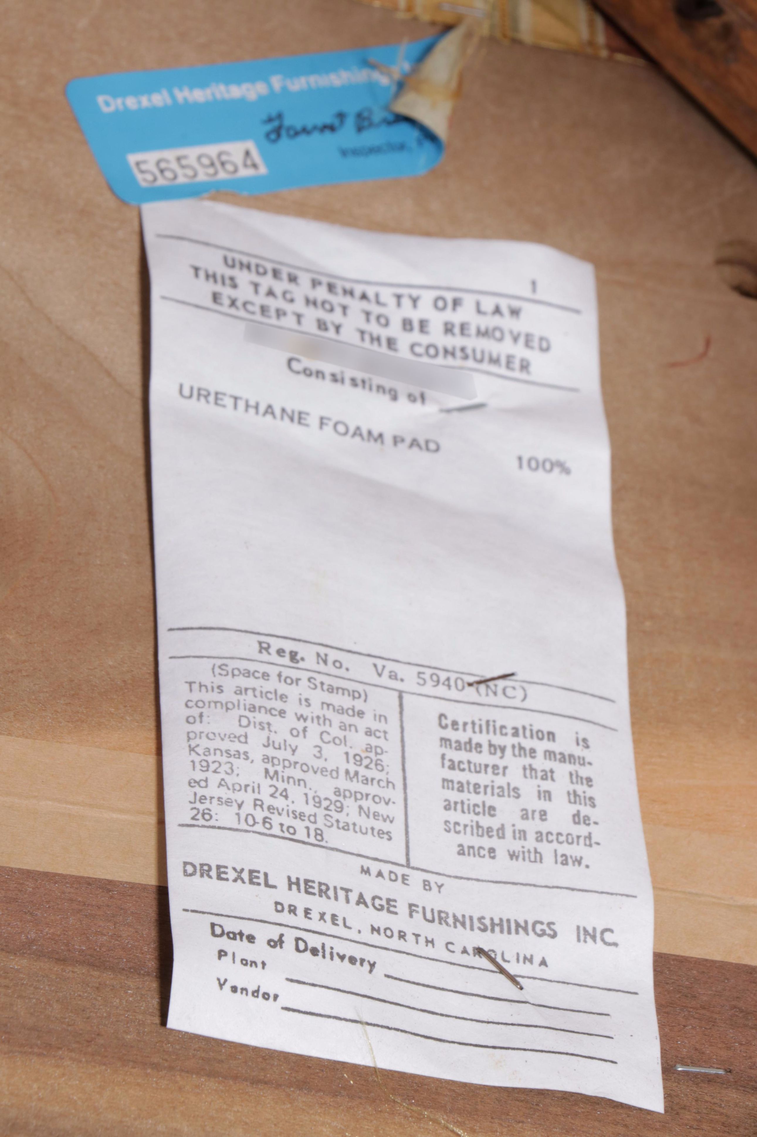 Drexel "Italian" Walnut and Ash Console Table with Two Custom-Upholstered Stools