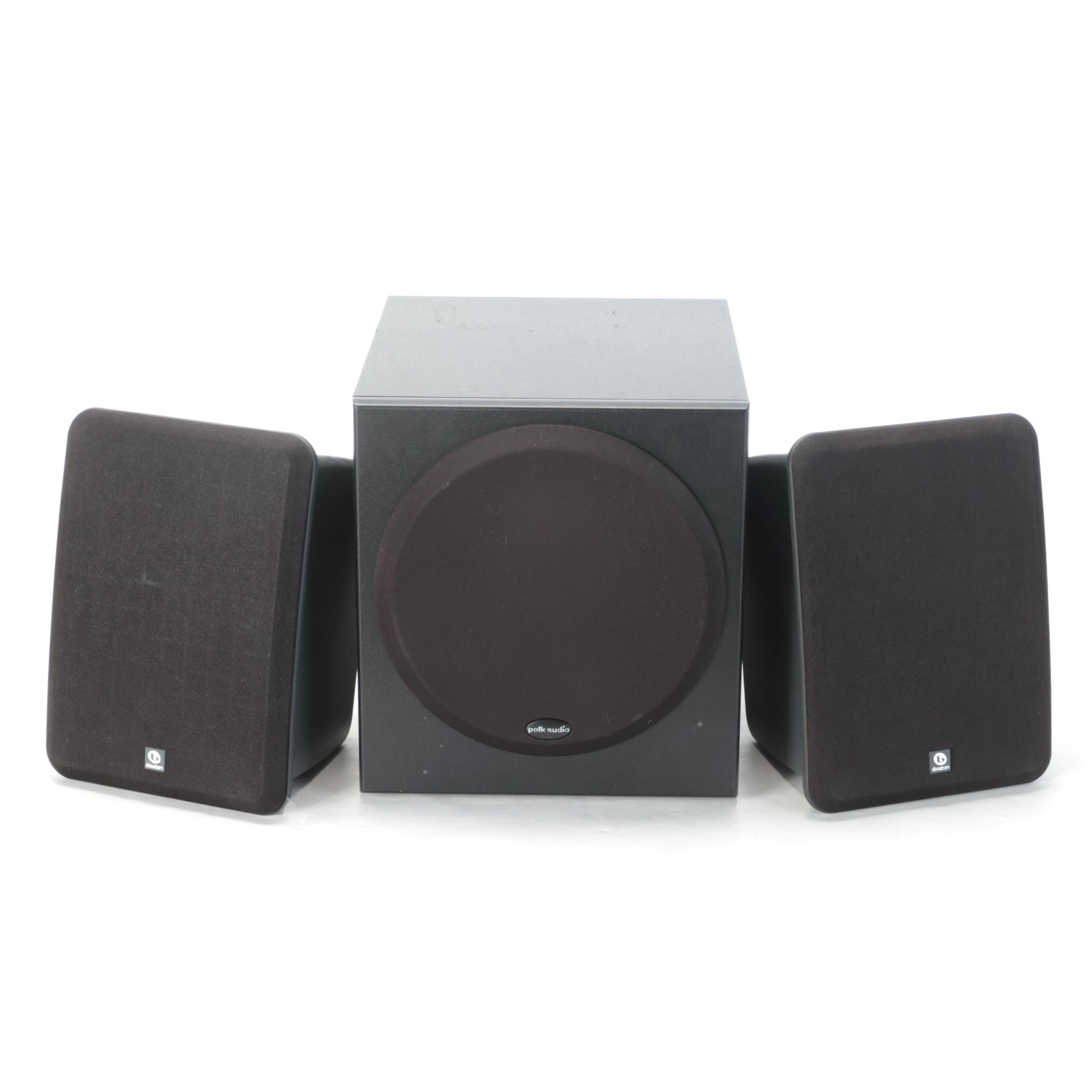 Polk Audio Subwoofer With Boston Acoustics HS60 Shelf Speakers