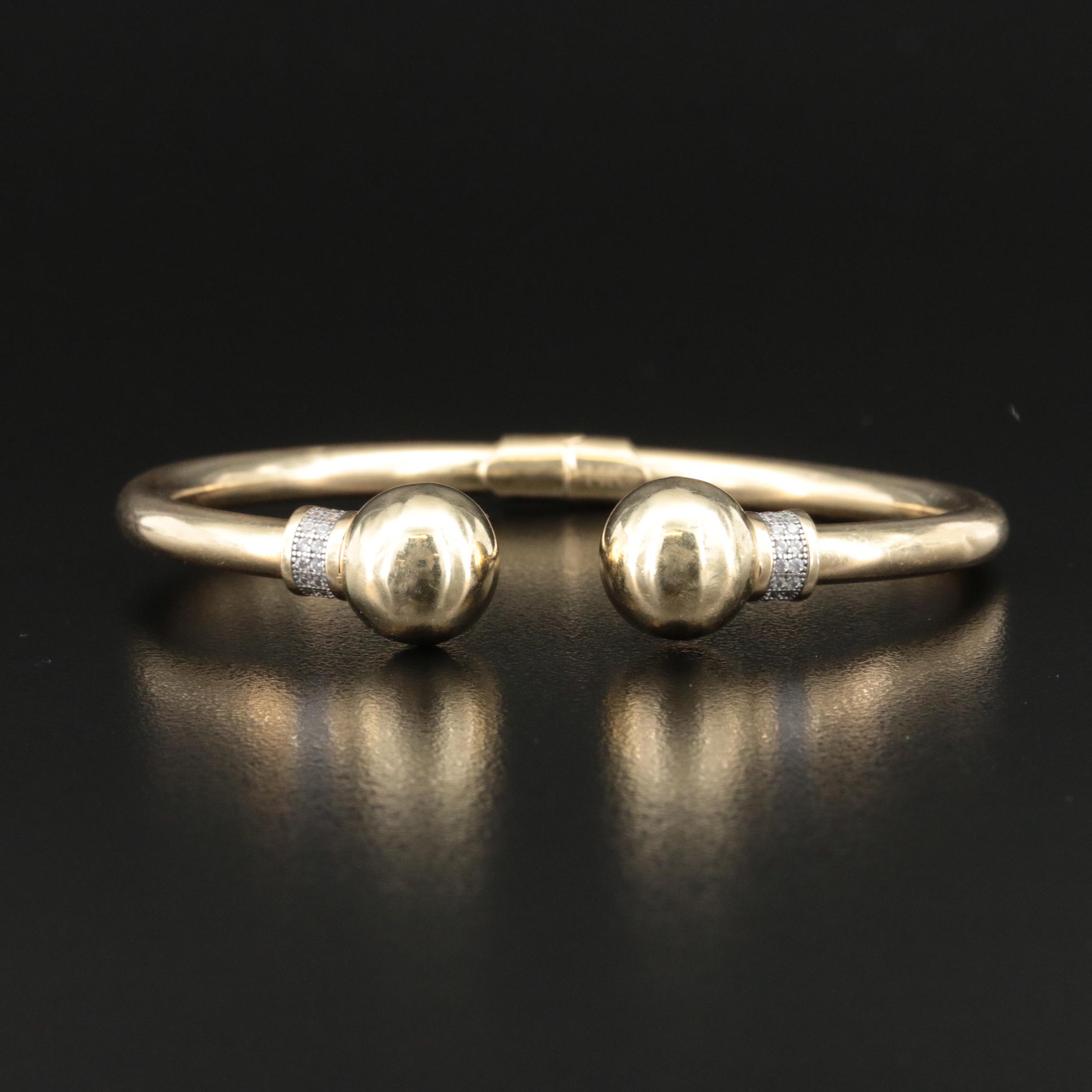 14K Cubic Zirconia Hinged Cuff
