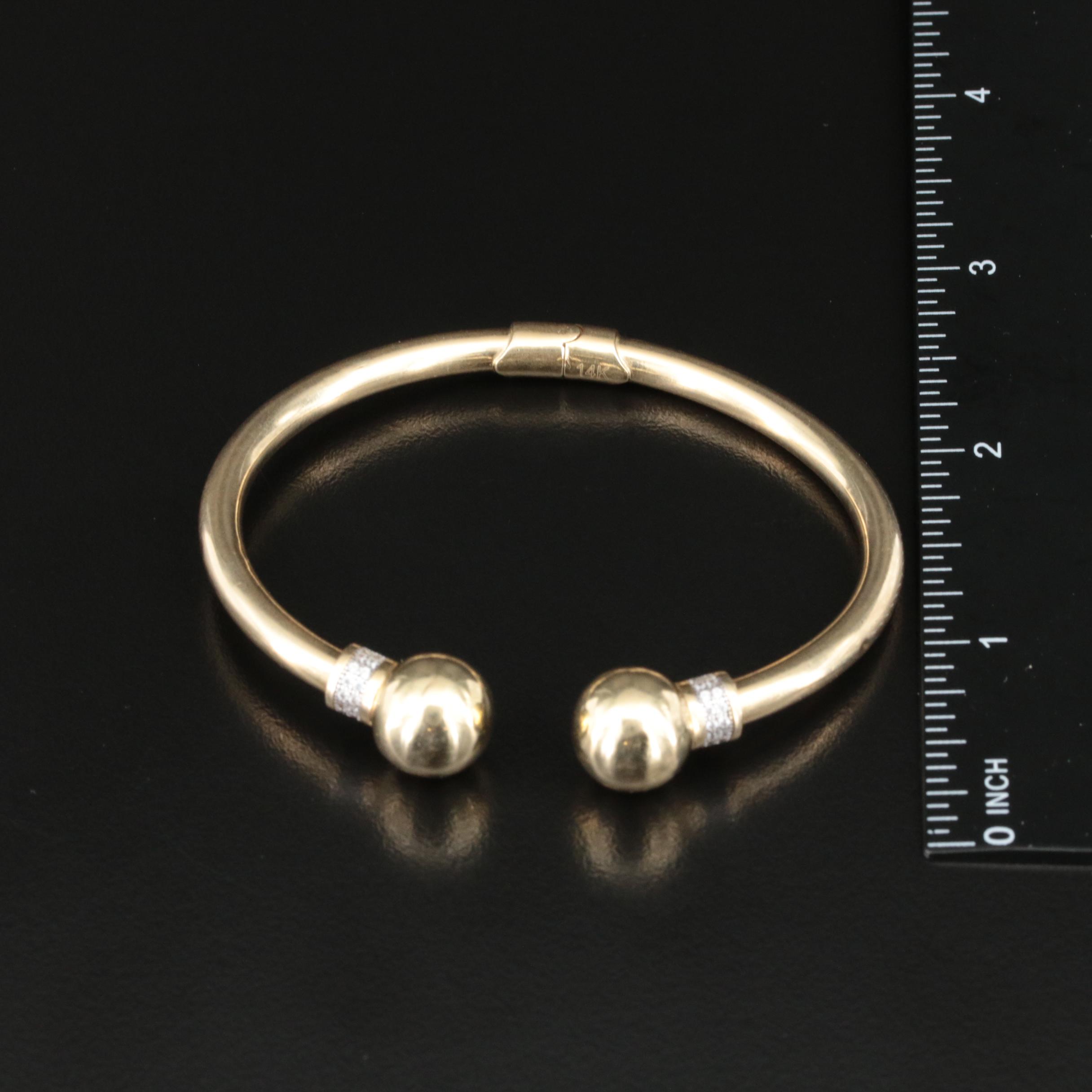 14K Cubic Zirconia Hinged Cuff