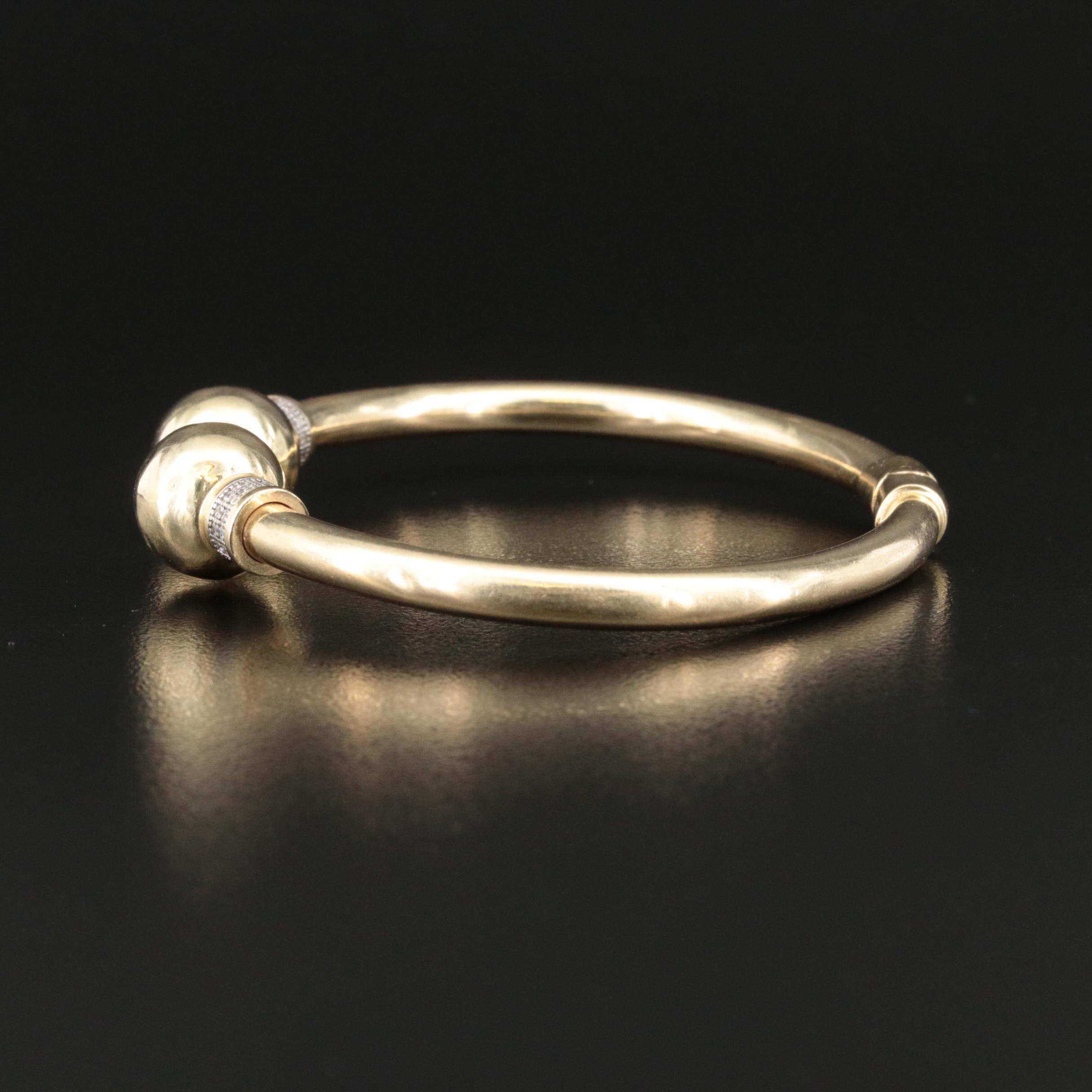 14K Cubic Zirconia Hinged Cuff