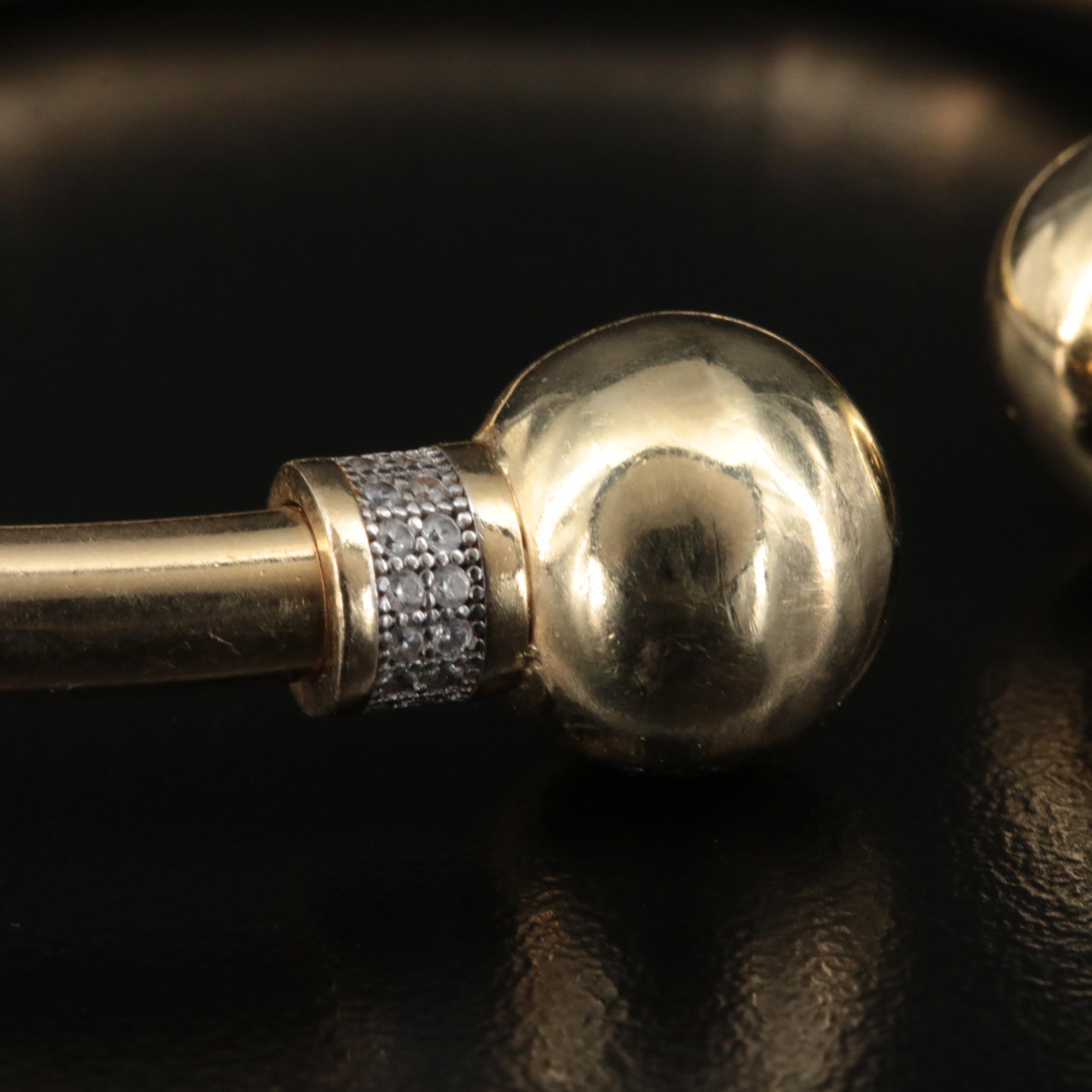 14K Cubic Zirconia Hinged Cuff