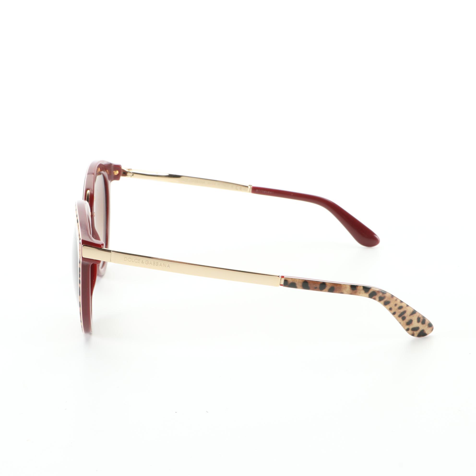 Dolce & Gabbana DG4268 Round Leopard Sunglasses with Case