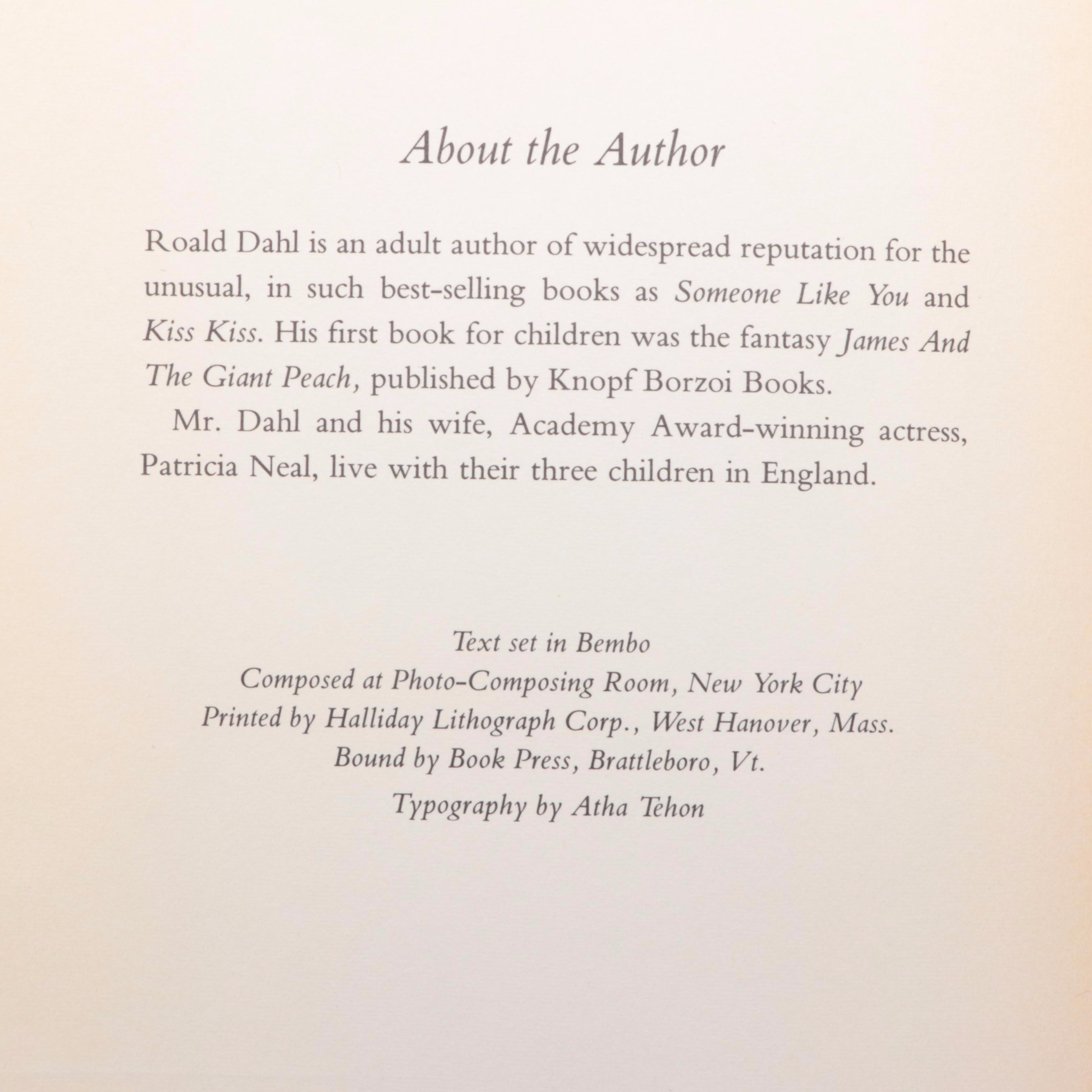 Early Printing "Charlie and the Chocolate Factory" by Roald Dahl, 1964