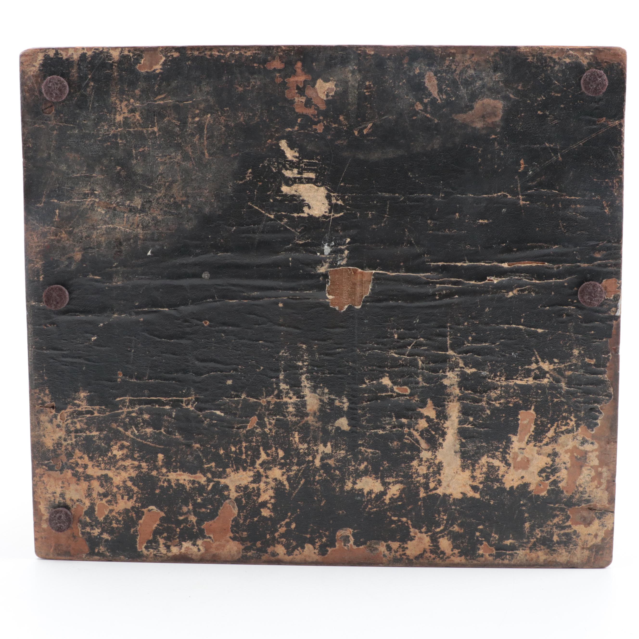 English Victorian Cherry Tambour Front Stationary Box with Inkwells, ca. 1890