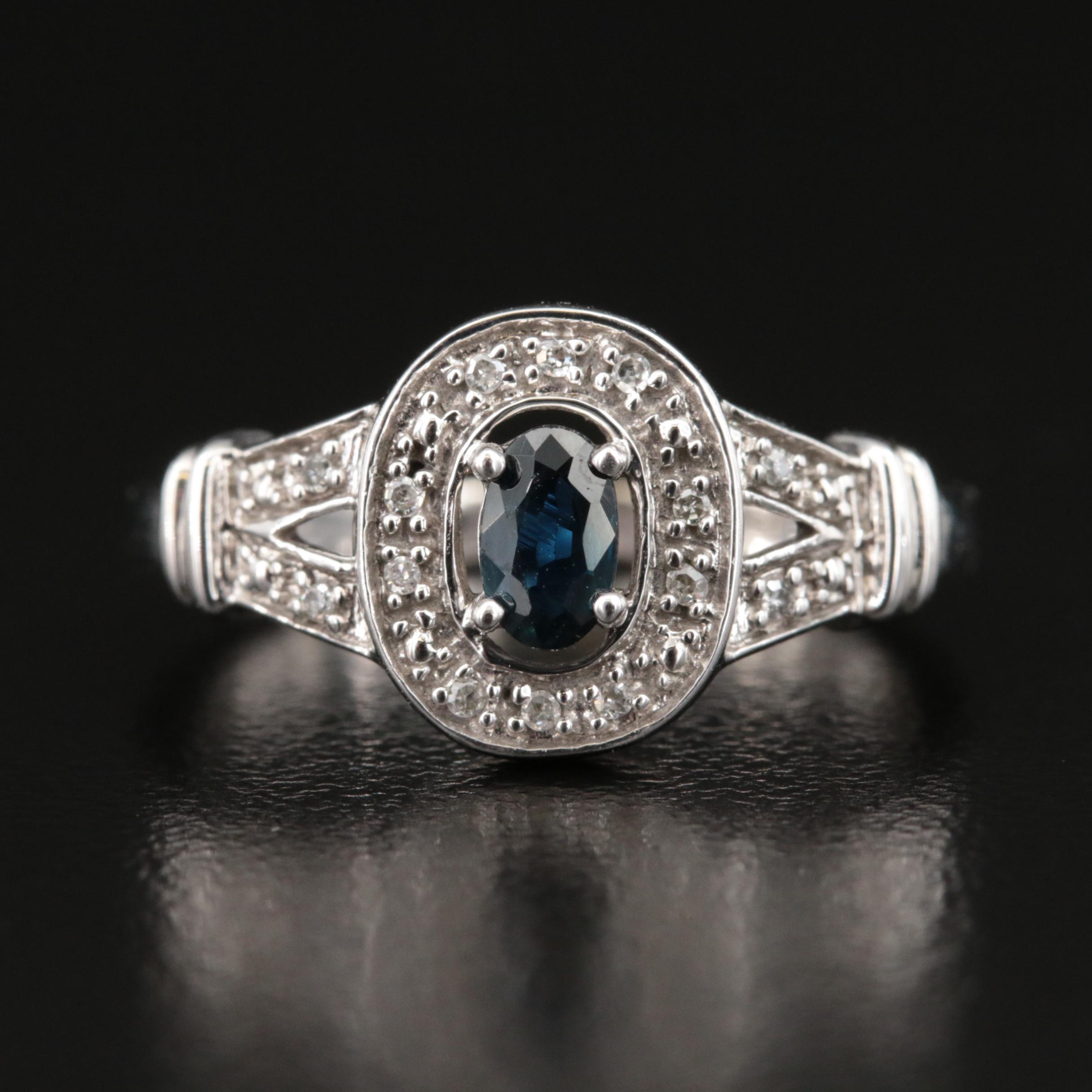 10K Sapphire and Diamond Ring